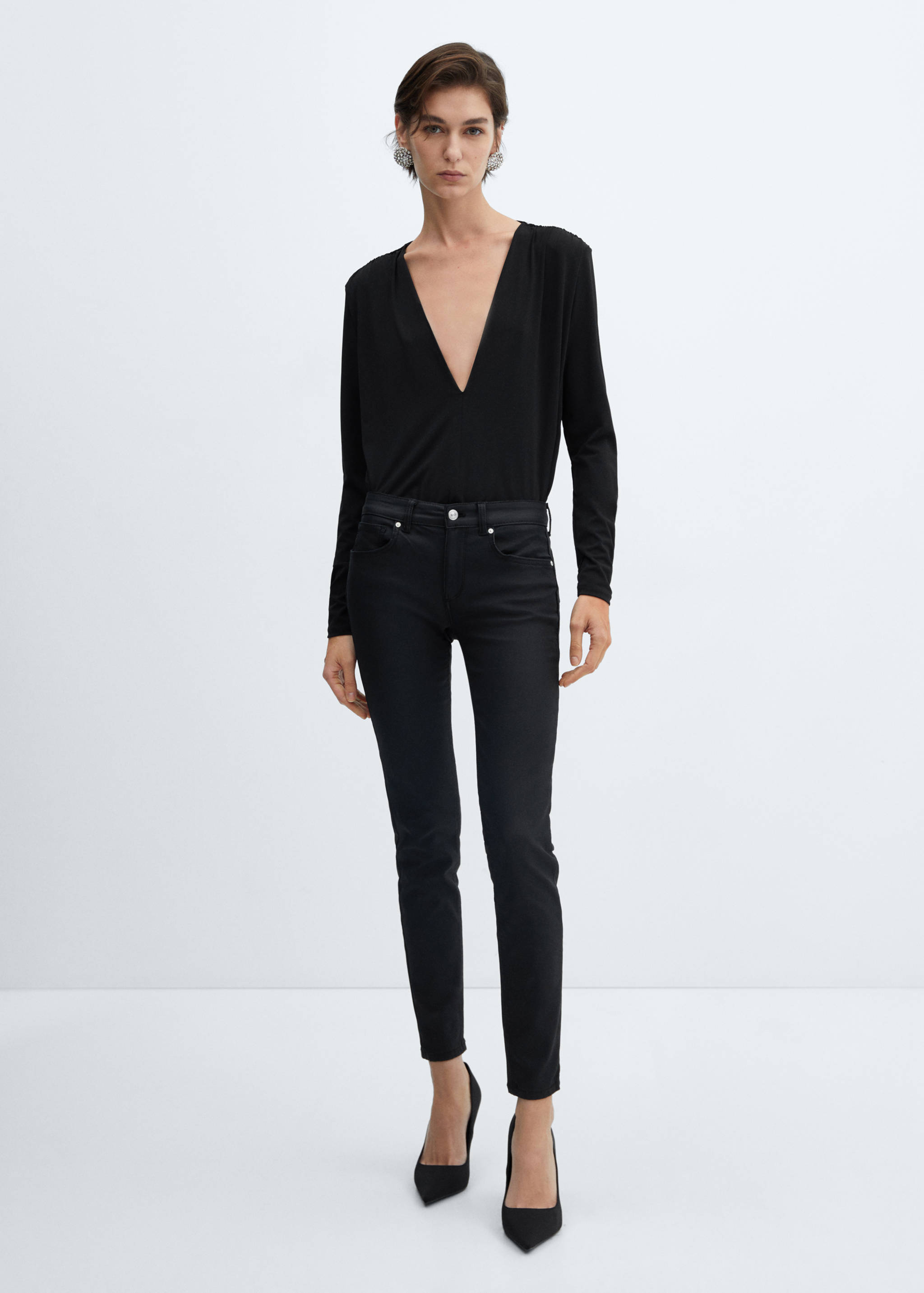 Jeans skinny push-up encerados - Plano general