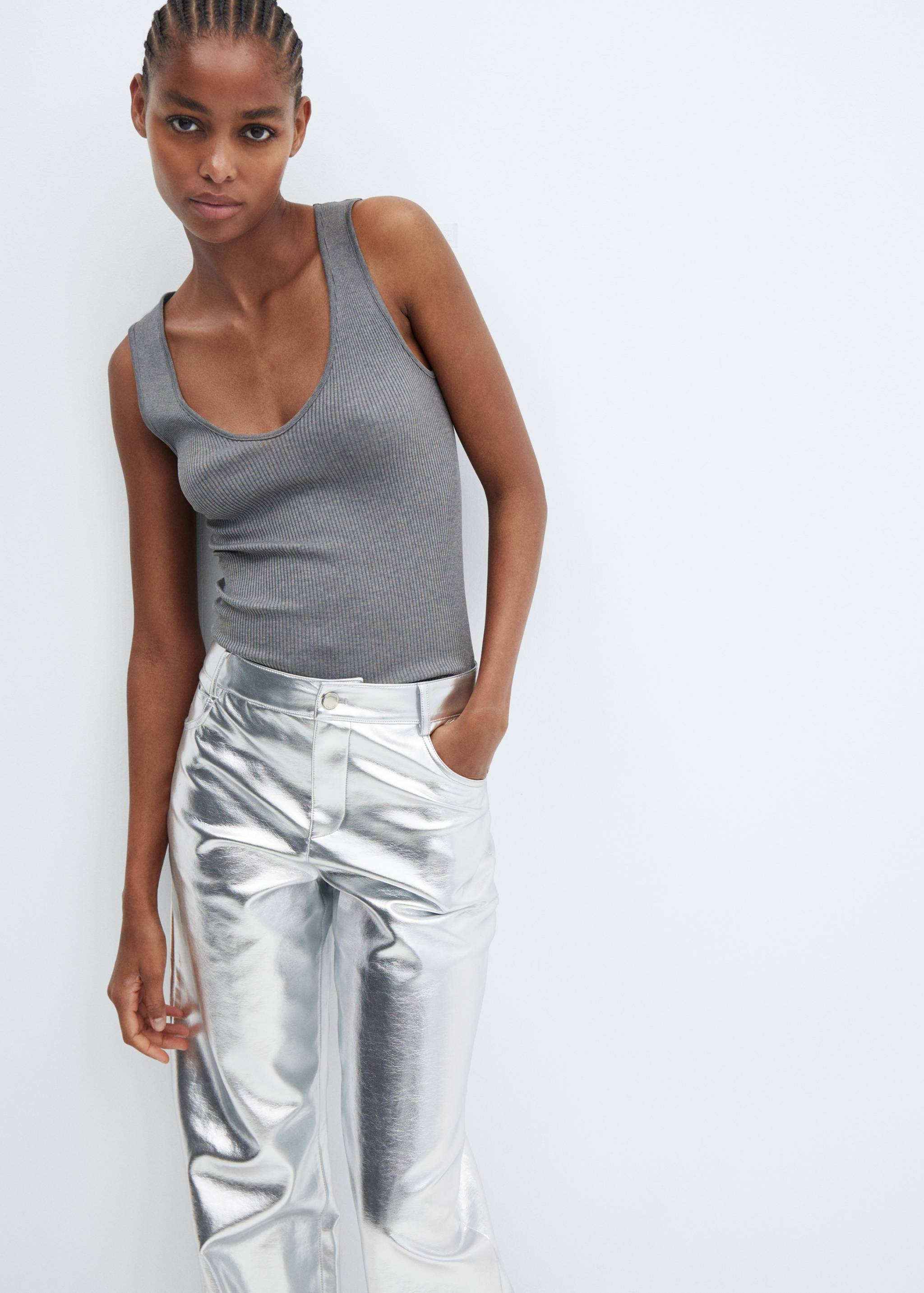 Metallic faux-leather trousers - Details of the article 1