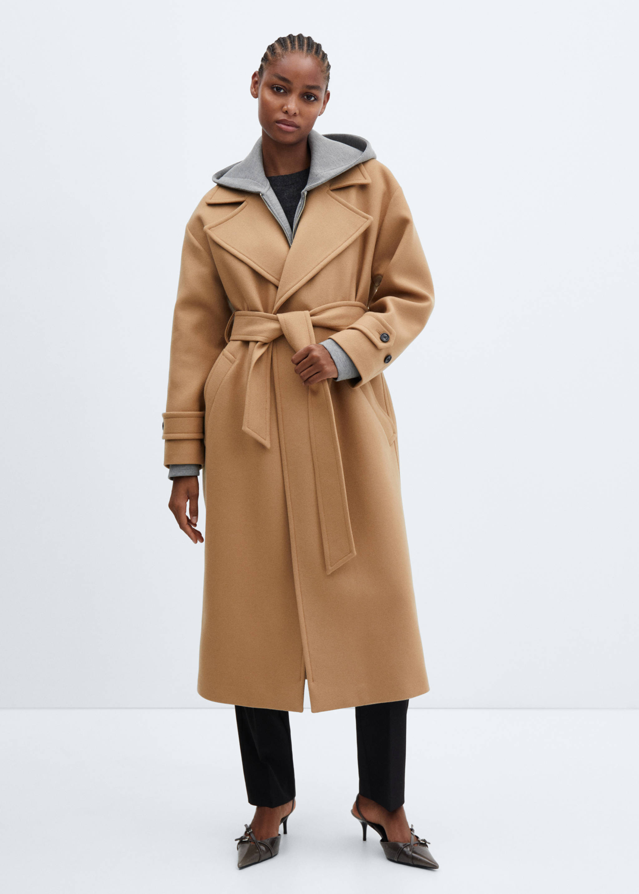 Manteco wool coat with oversized lapels - General plane