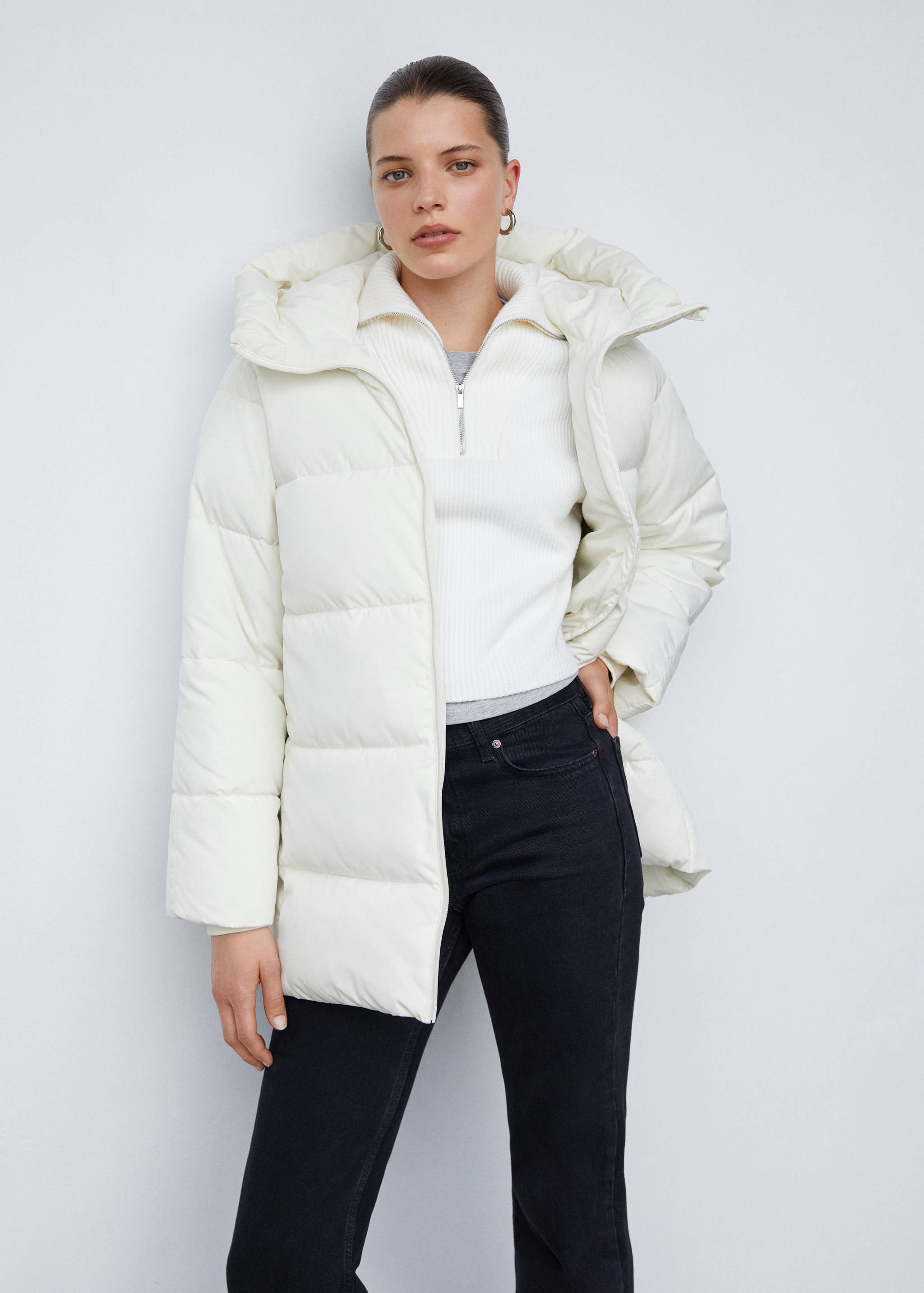Hood puffer coat - Medium plane