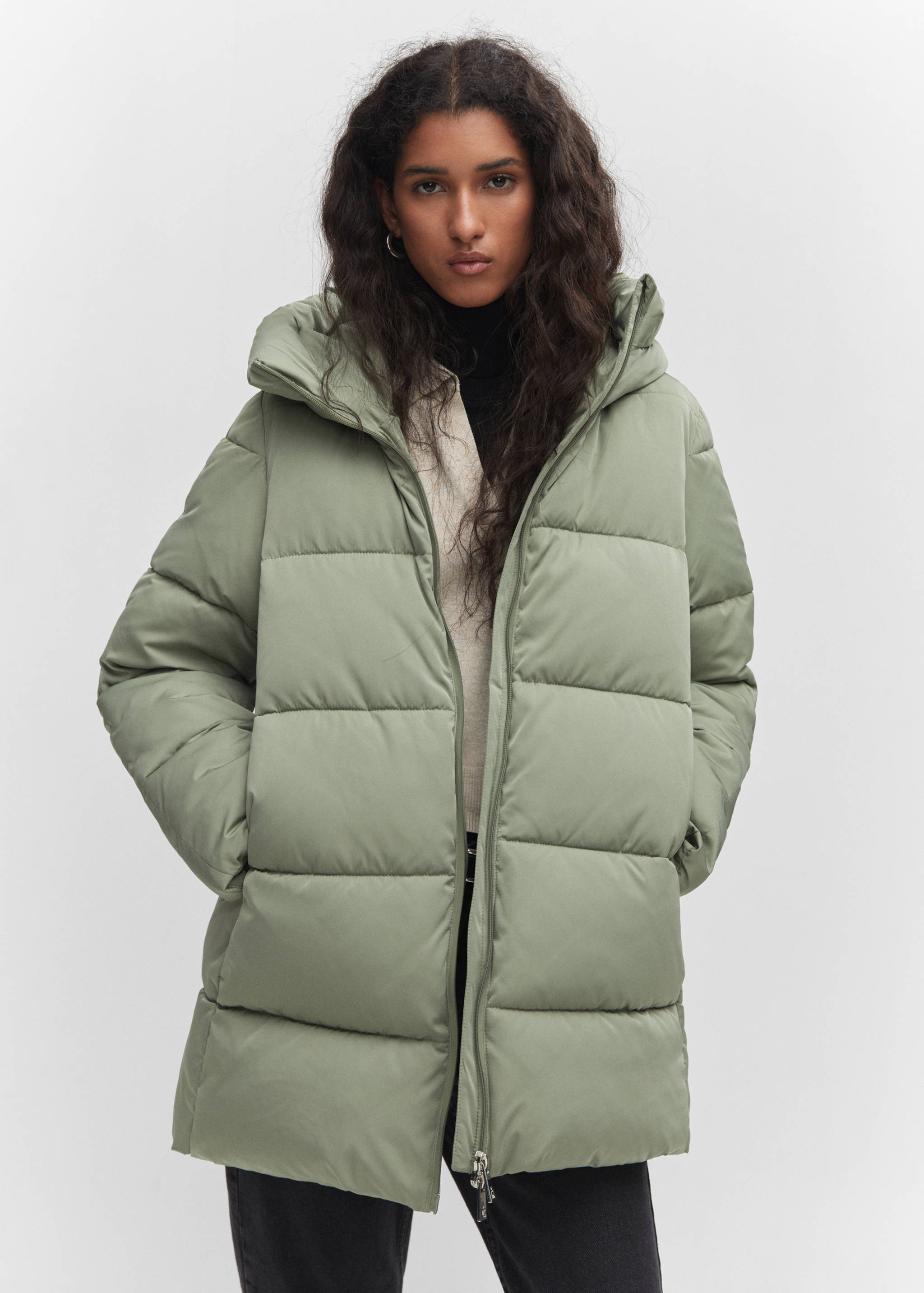 Hood puffer coat - Medium plane