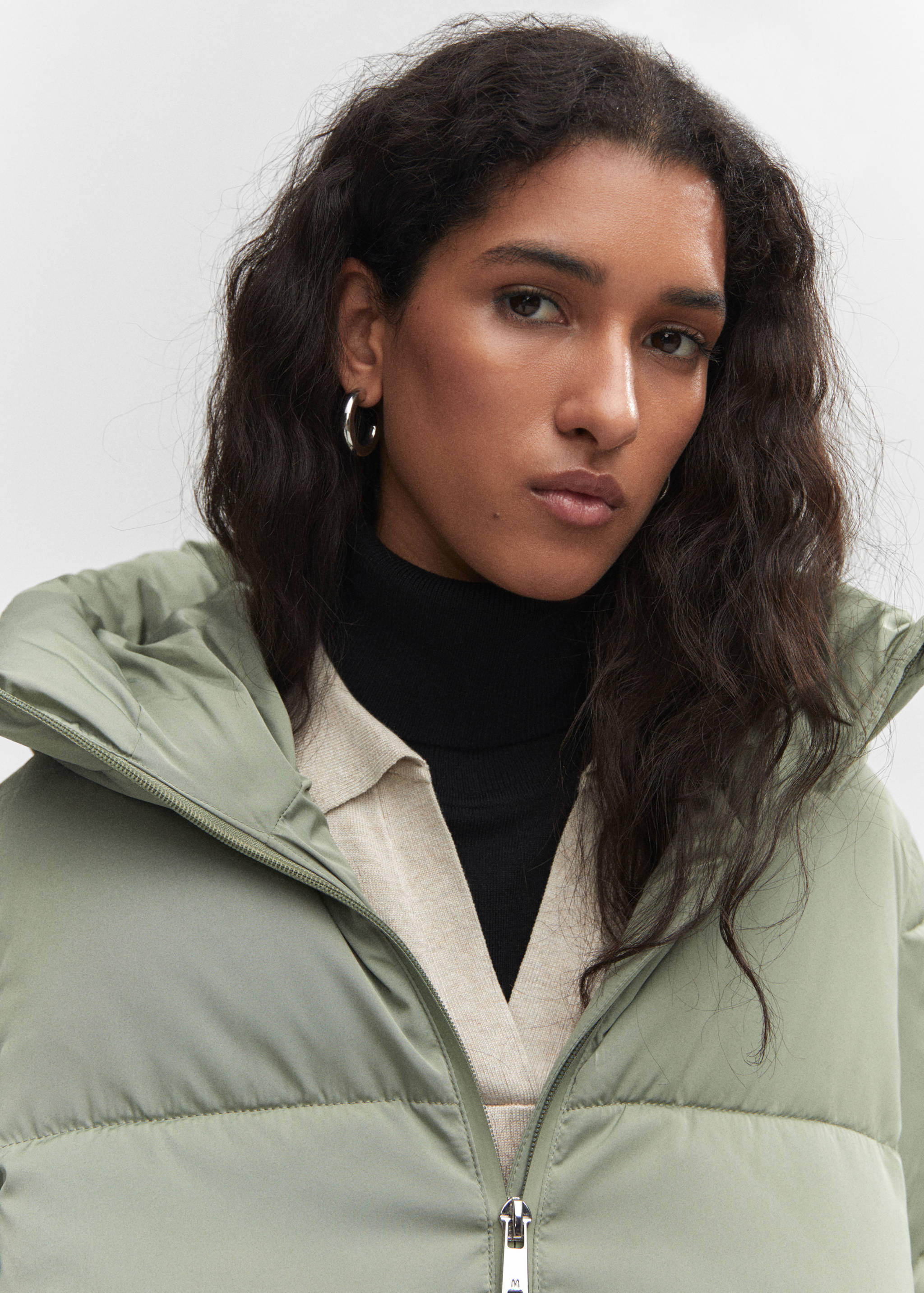Hood puffer coat - Details of the article 1