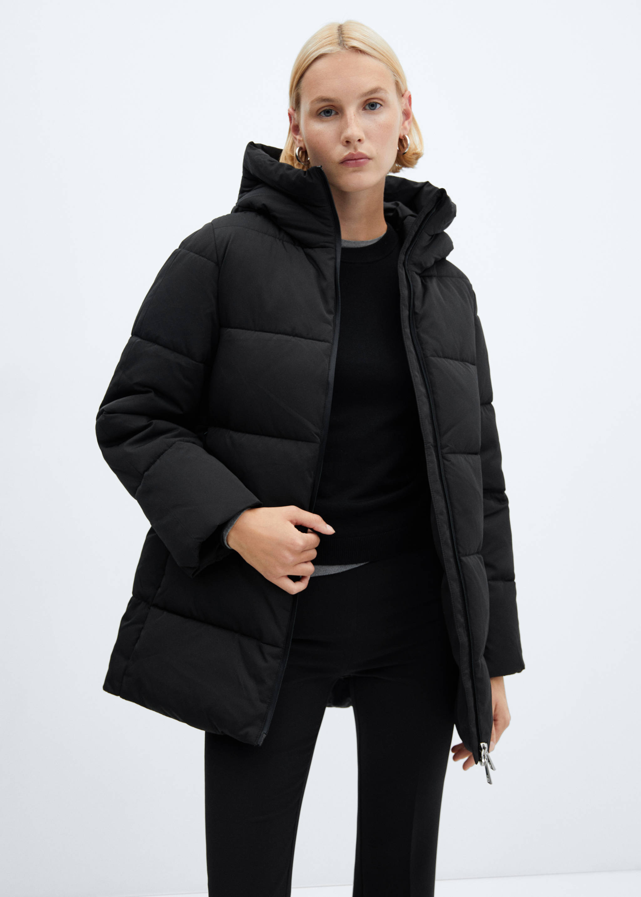 Hood puffer coat - Medium plane