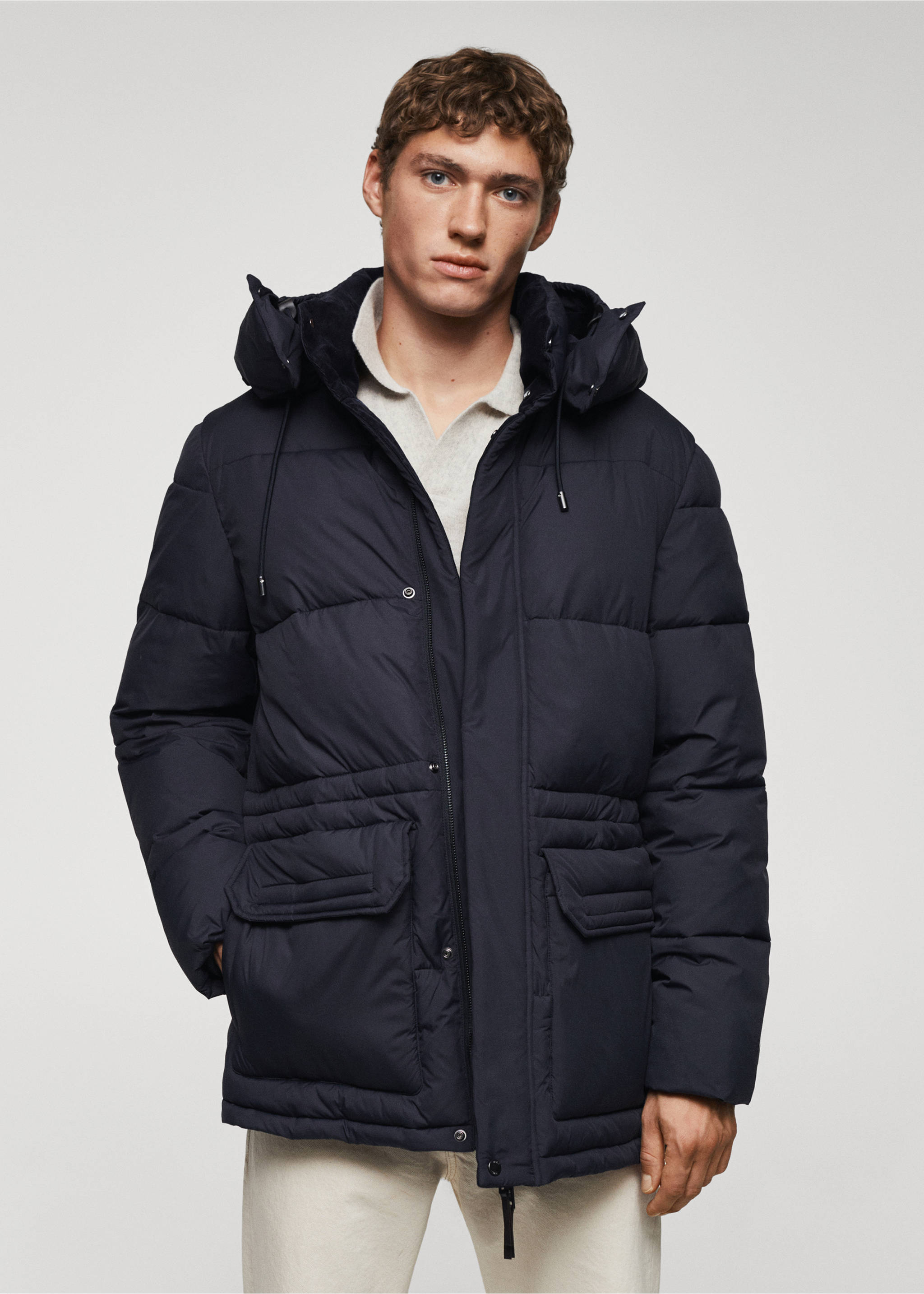 Parka acolchada water repellent - Plano medio, Azul tinta. Ref: 57067704-00.