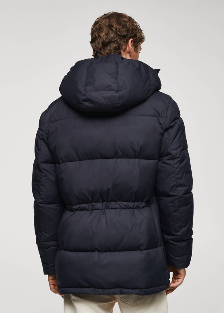 Water-repellent quilted parka — Ink Blue