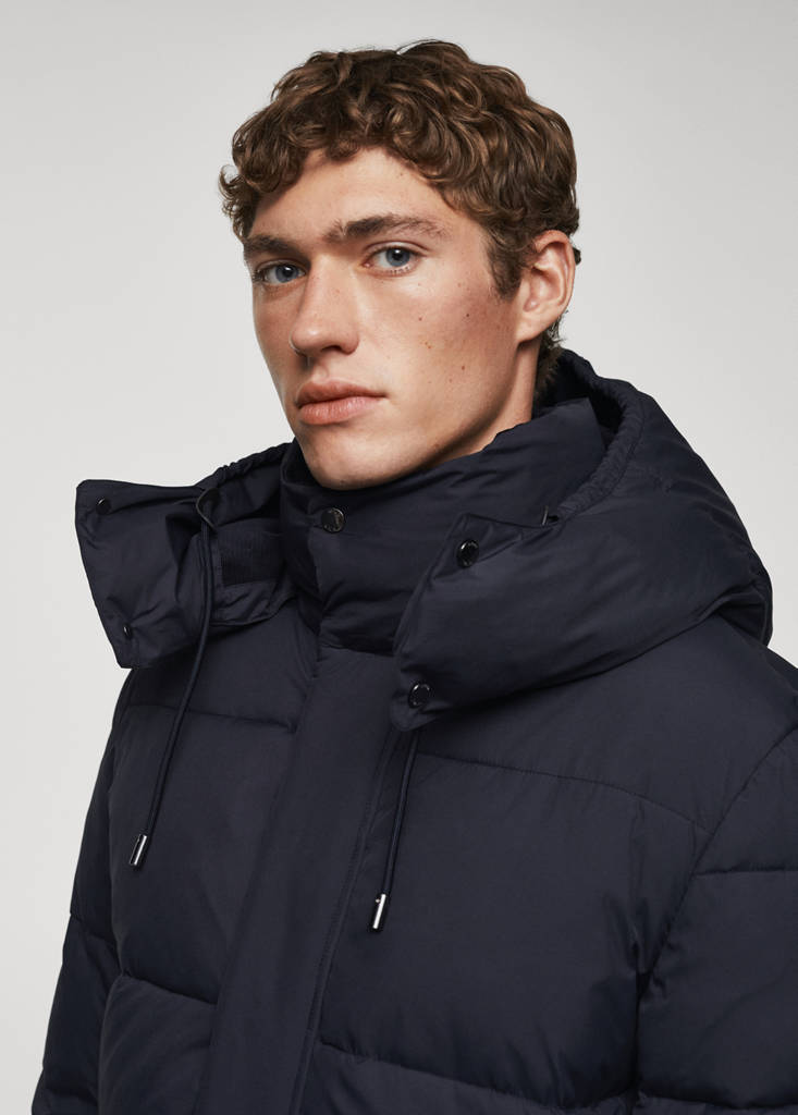 Water-repellent quilted parka — Ink Blue