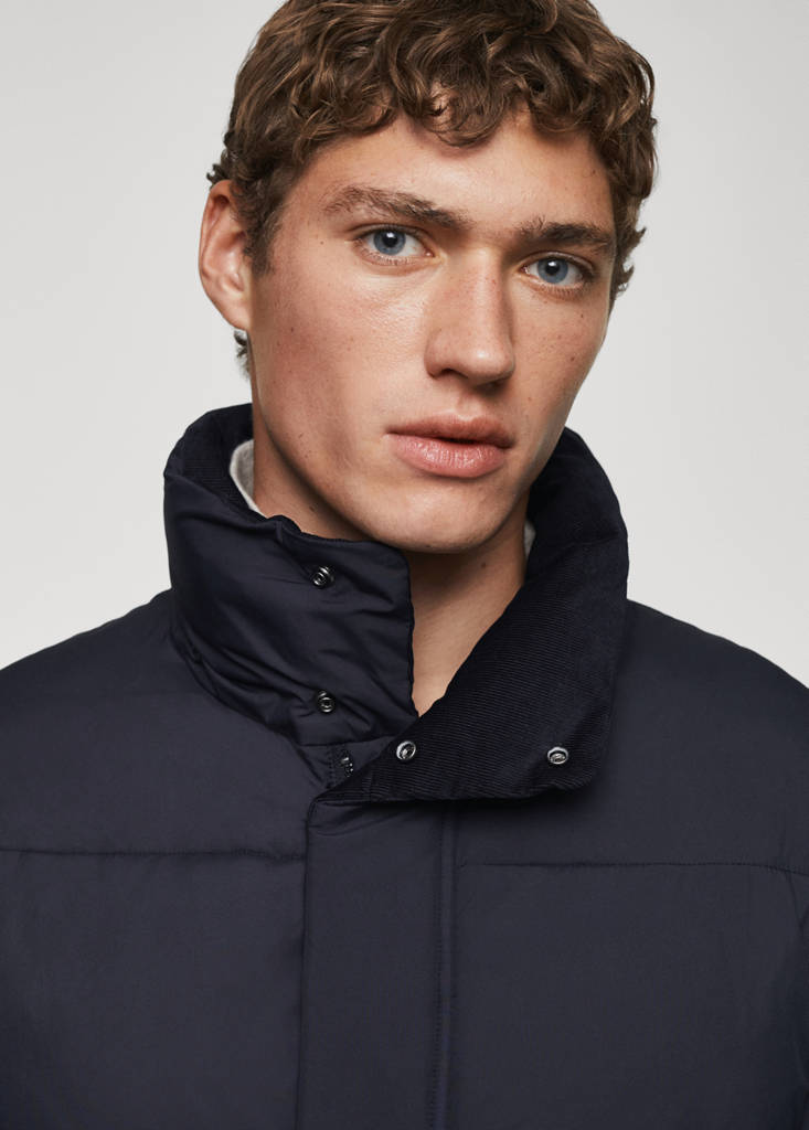 Water-repellent quilted parka — Ink Blue