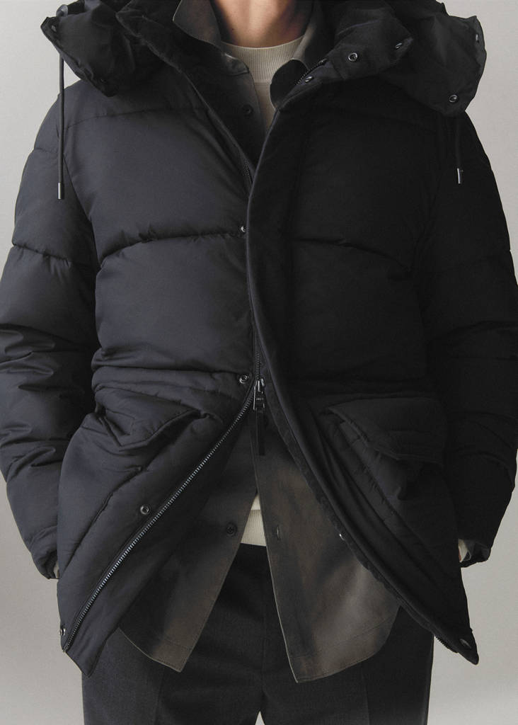 Water-repellent quilted parka — Ink Blue