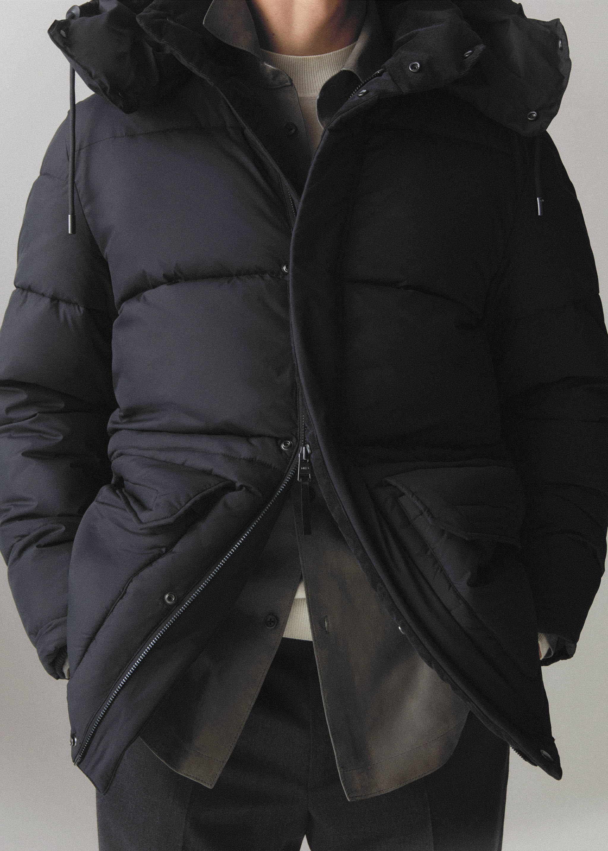 Parka acolchada water repellent - Detalle del artículo 3, Azul tinta. Ref: 57067704-00.