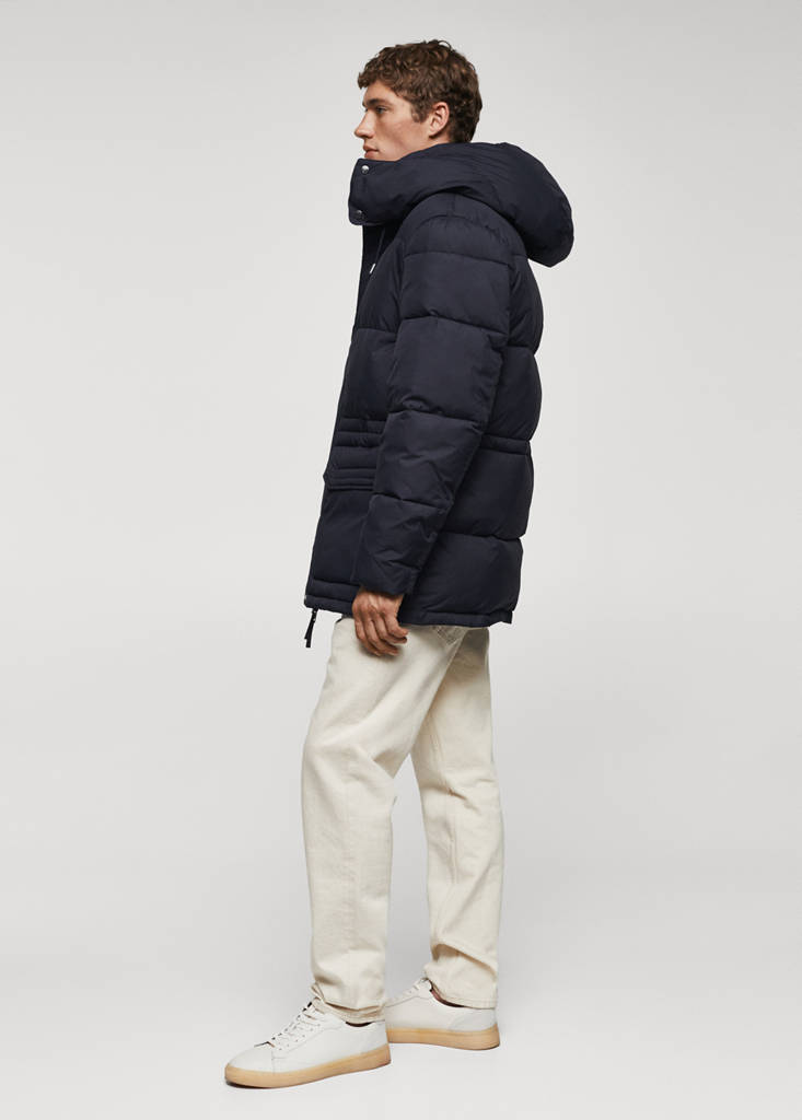 Water-repellent quilted parka — Ink Blue