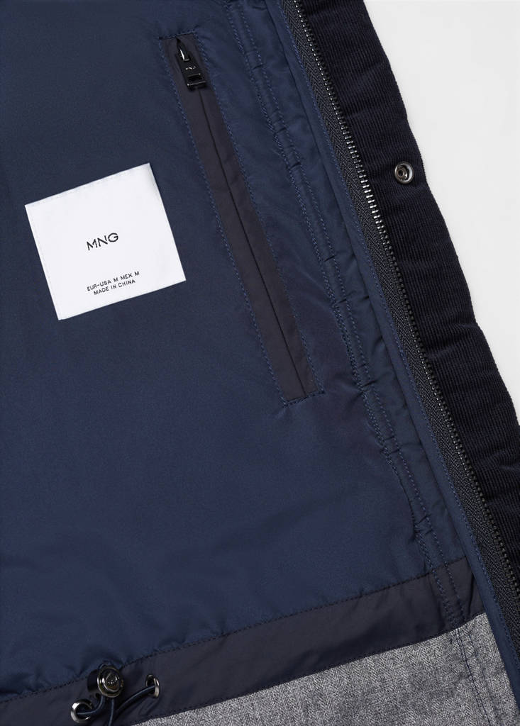 Water-repellent quilted parka — Ink Blue