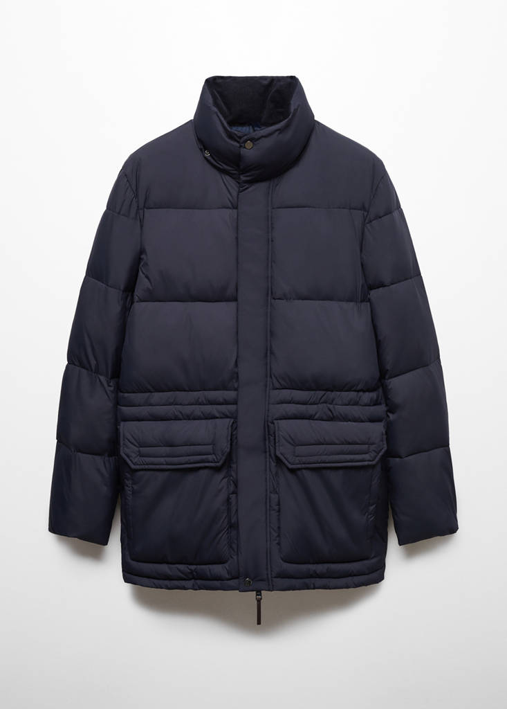 Water-repellent quilted parka — Ink Blue