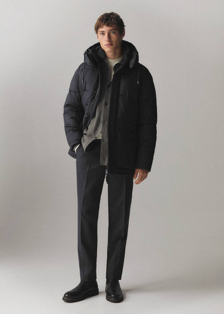 Water-repellent quilted parka — Ink Blue