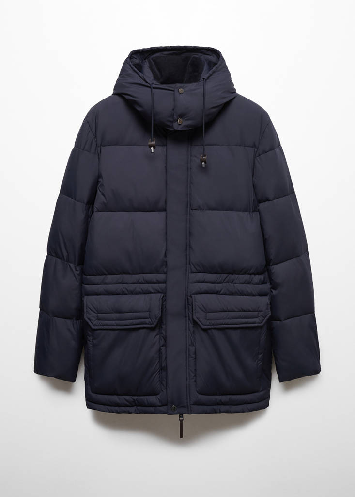 Water-repellent quilted parka — Ink Blue
