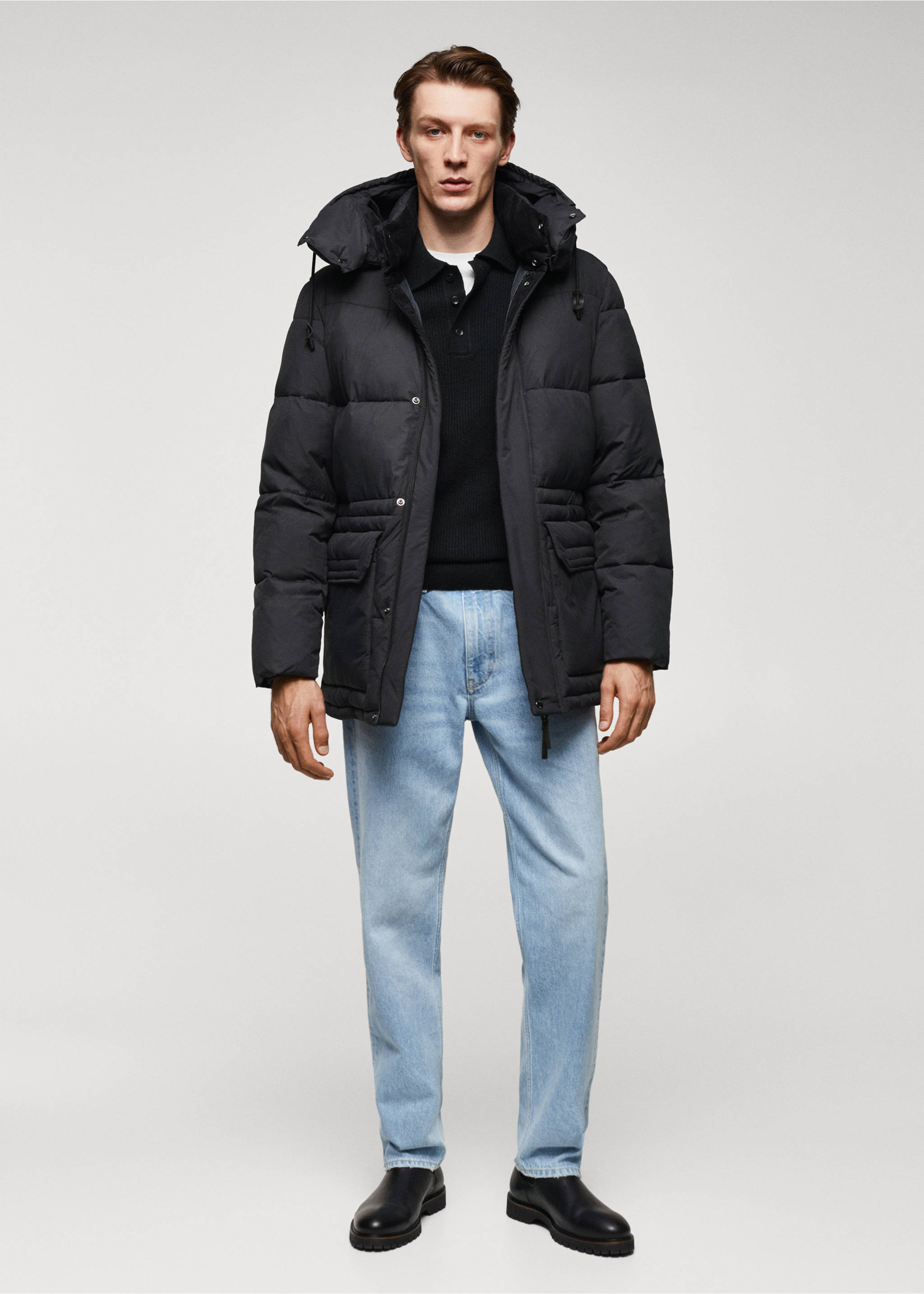 Parka acolchada water repellent - Plano general, Gris antracita. Ref: 57067704-00.