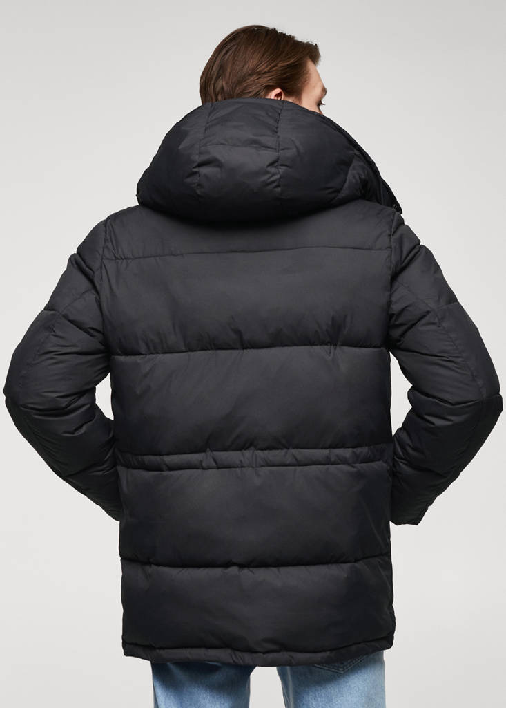 Water-repellent quilted parka — Charcoal