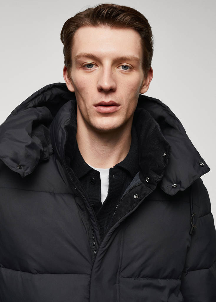 Water-repellent quilted parka — Charcoal