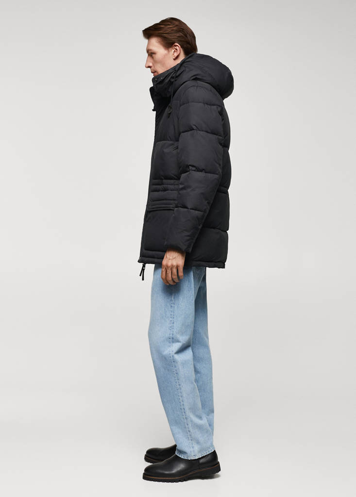 Water-repellent quilted parka — Charcoal