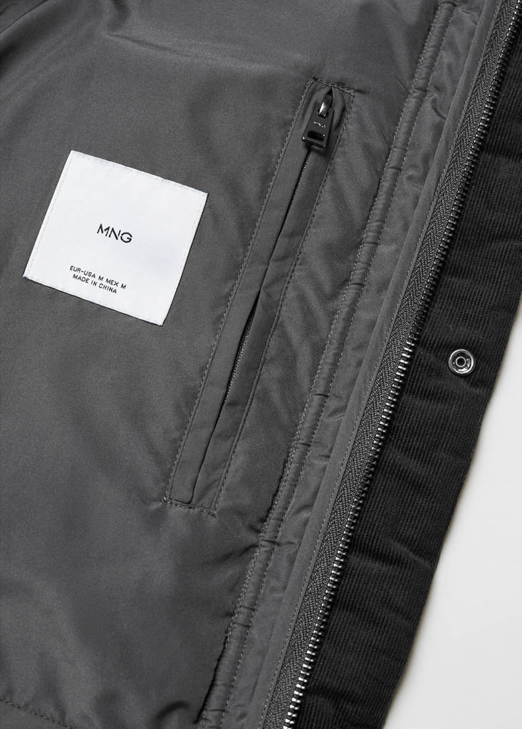 Water-repellent quilted parka — Charcoal