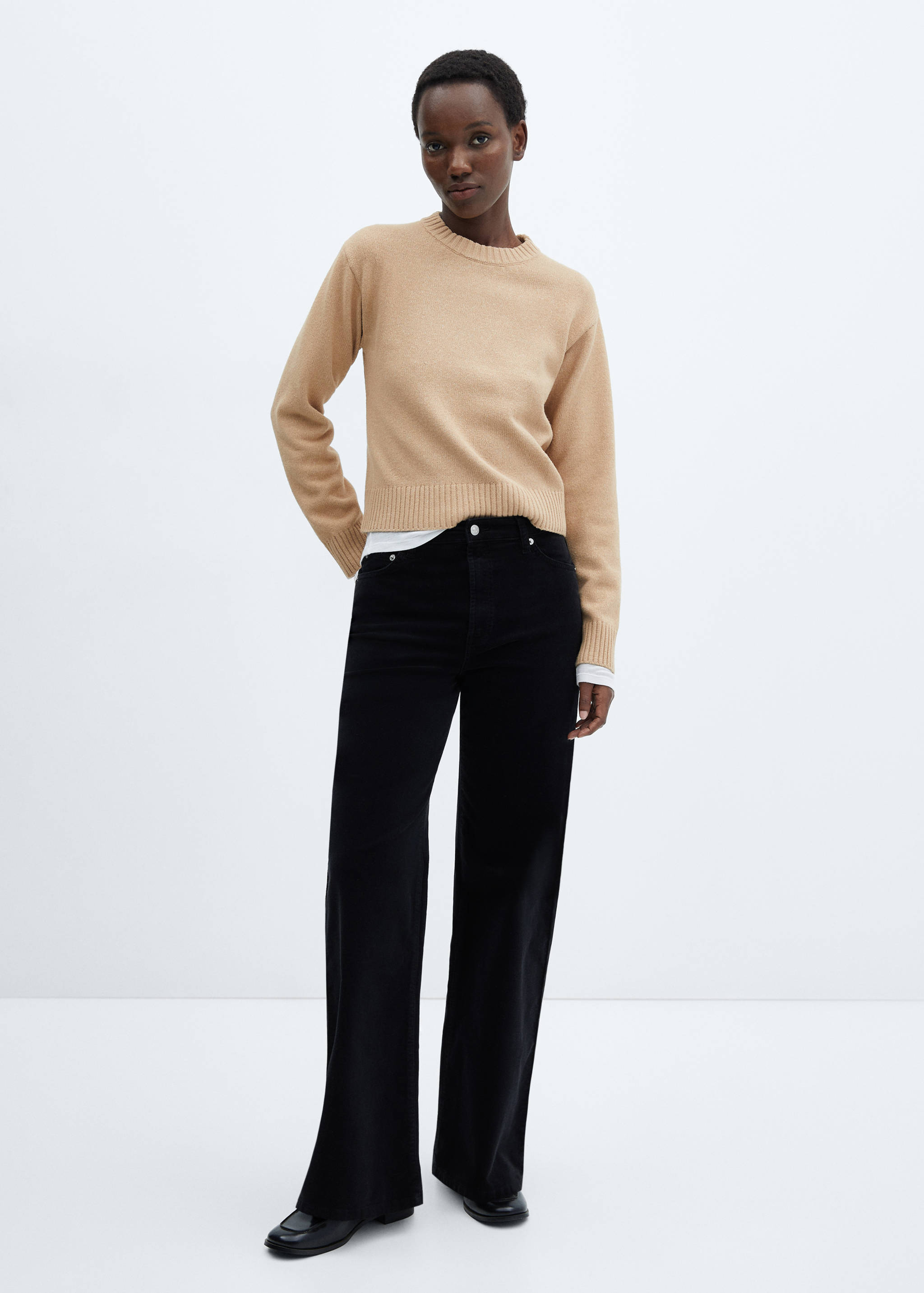 Straight-fit mid-rise corduroy trousers - General plane