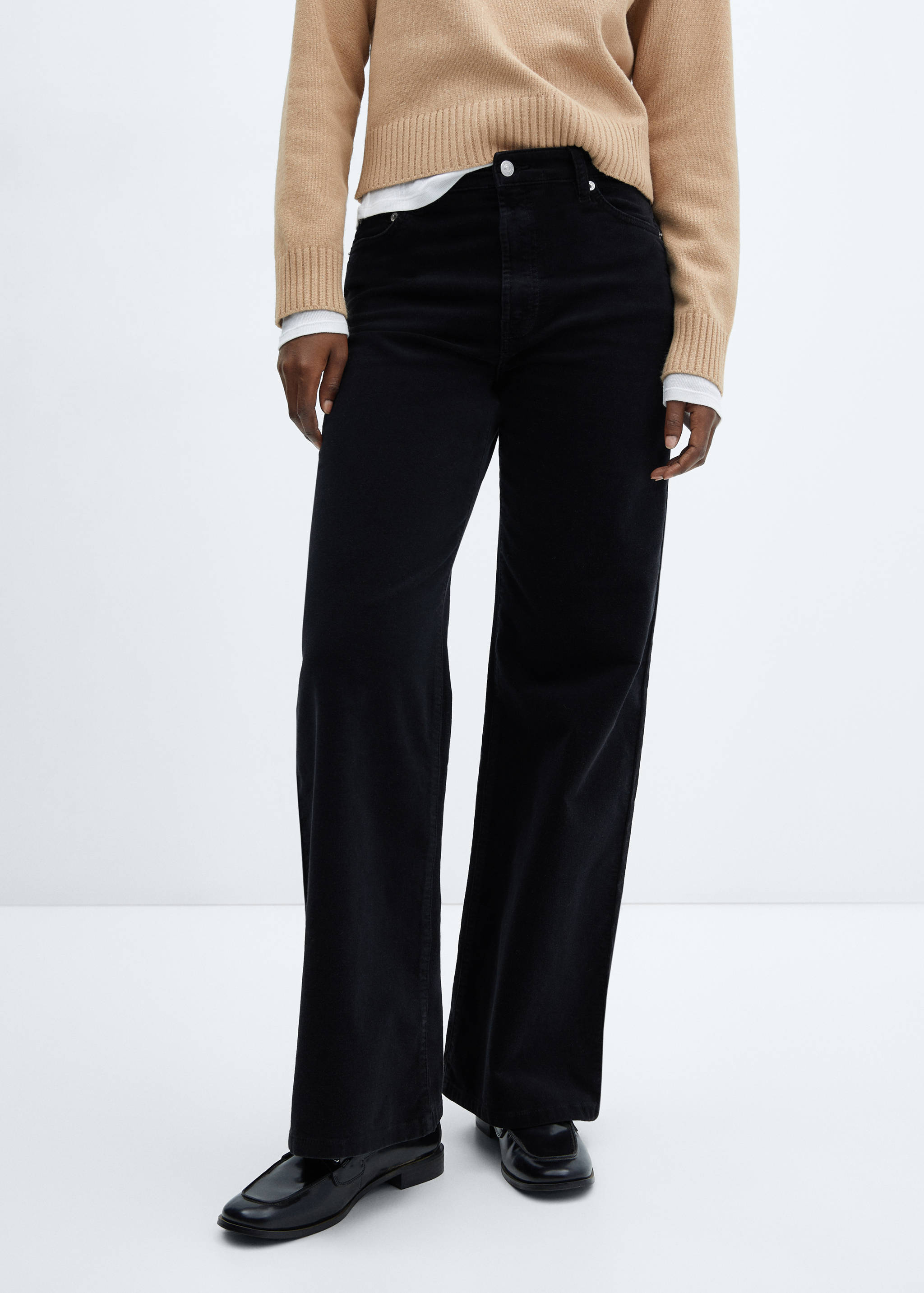 Straight-fit mid-rise corduroy trousers - Medium plane