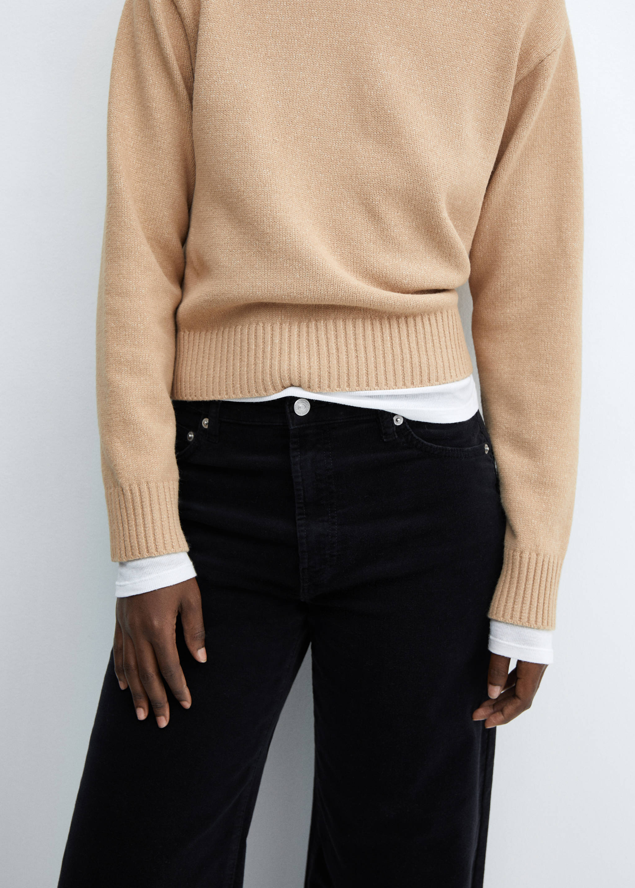 Straight-fit mid-rise corduroy trousers - Details of the article 6