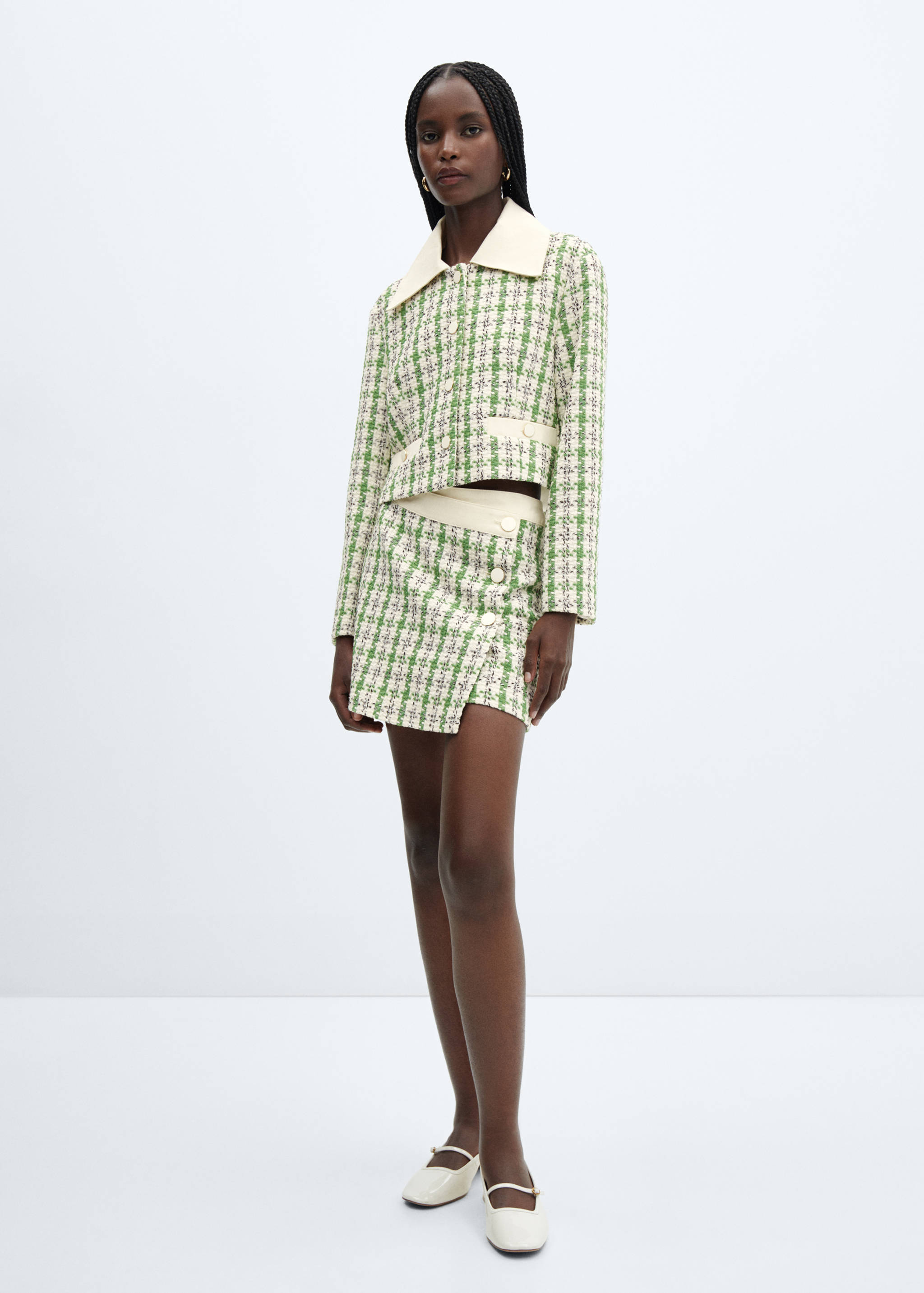 Tweed jacket with shirt collar - General plane