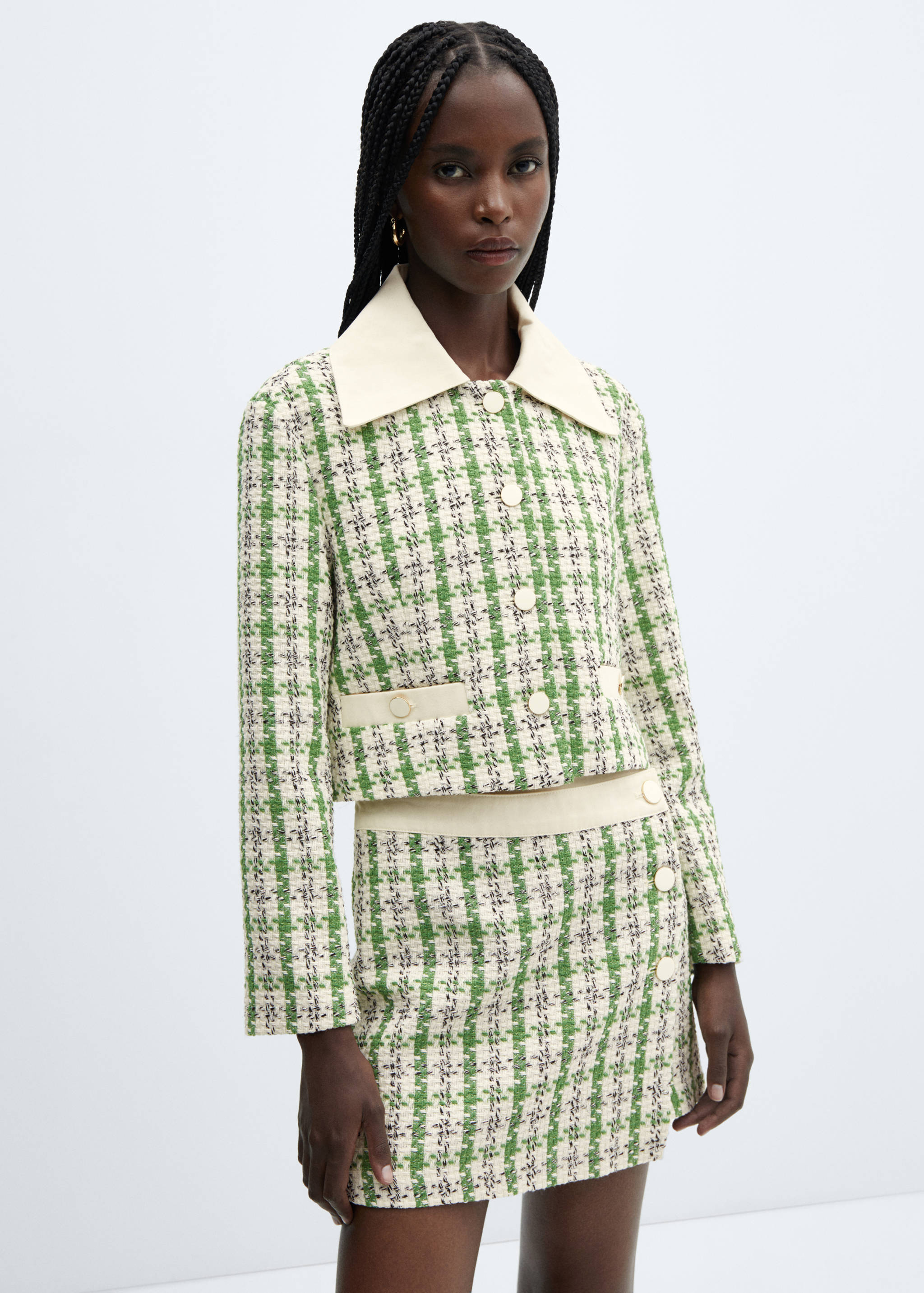 Tweed jacket with shirt collar - Medium plane