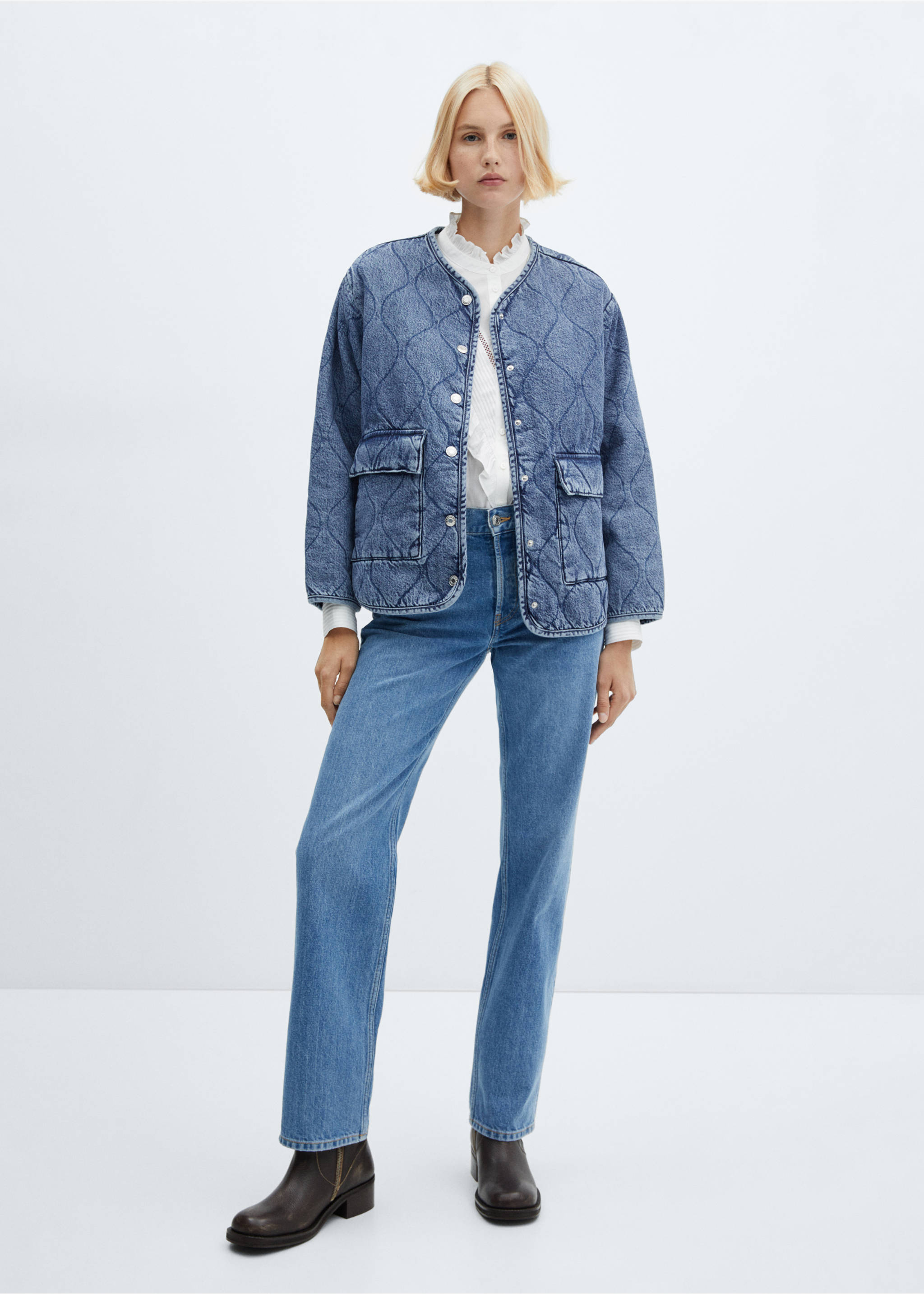 Denim padded jacket - General plane, Medium Blue. Ref: 57068270-00.
