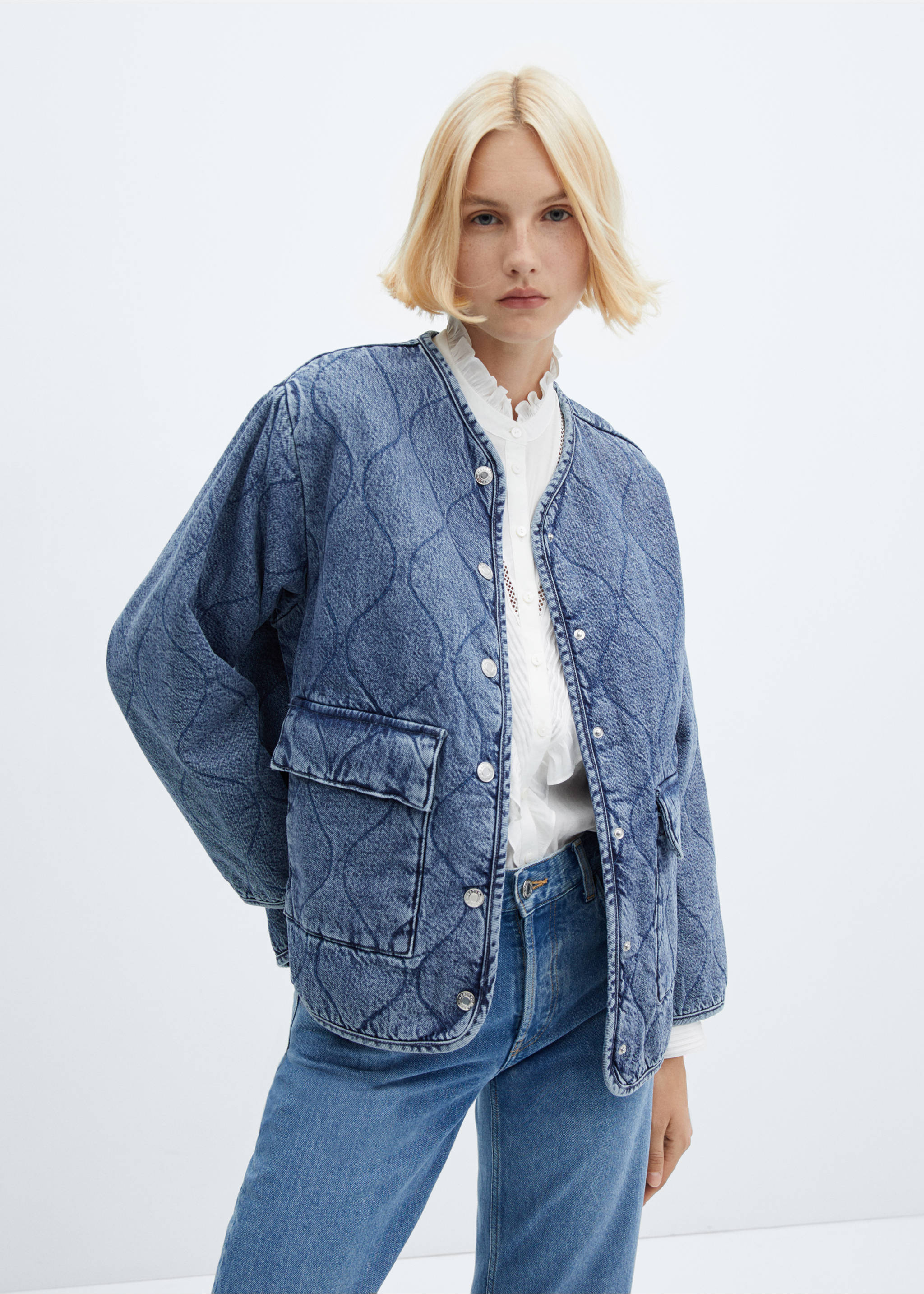 Denim padded jacket - Medium plane, Medium Blue. Ref: 57068270-00.