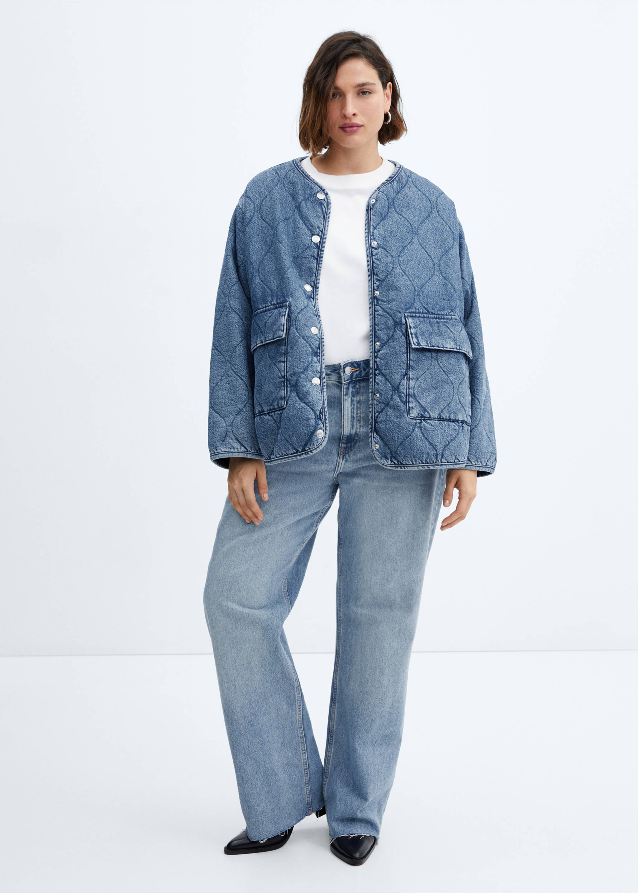 Denim padded jacket - Details of the article 3, Medium Blue. Ref: 57068270-00.