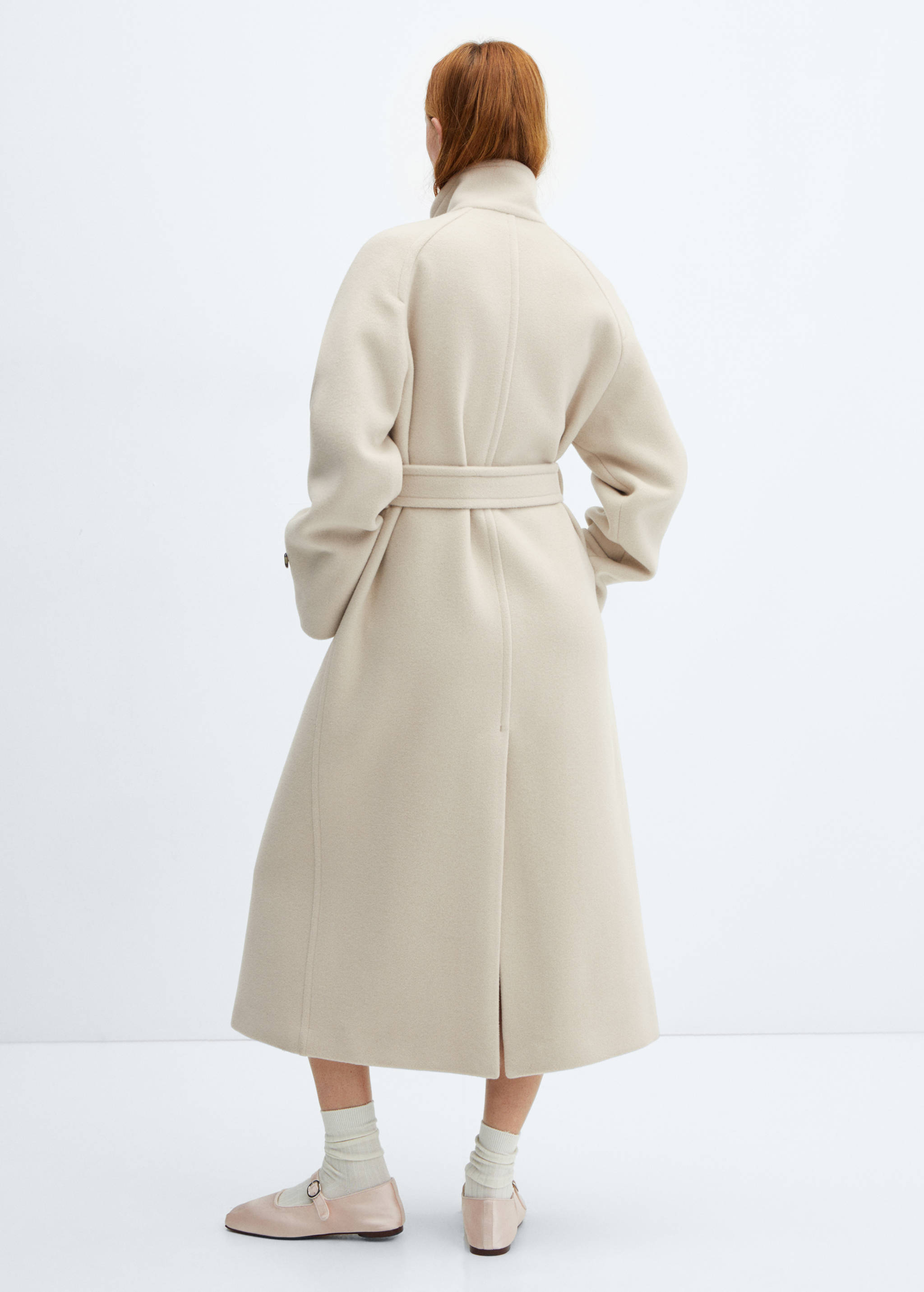 高领初剪羊毛大衣 - null