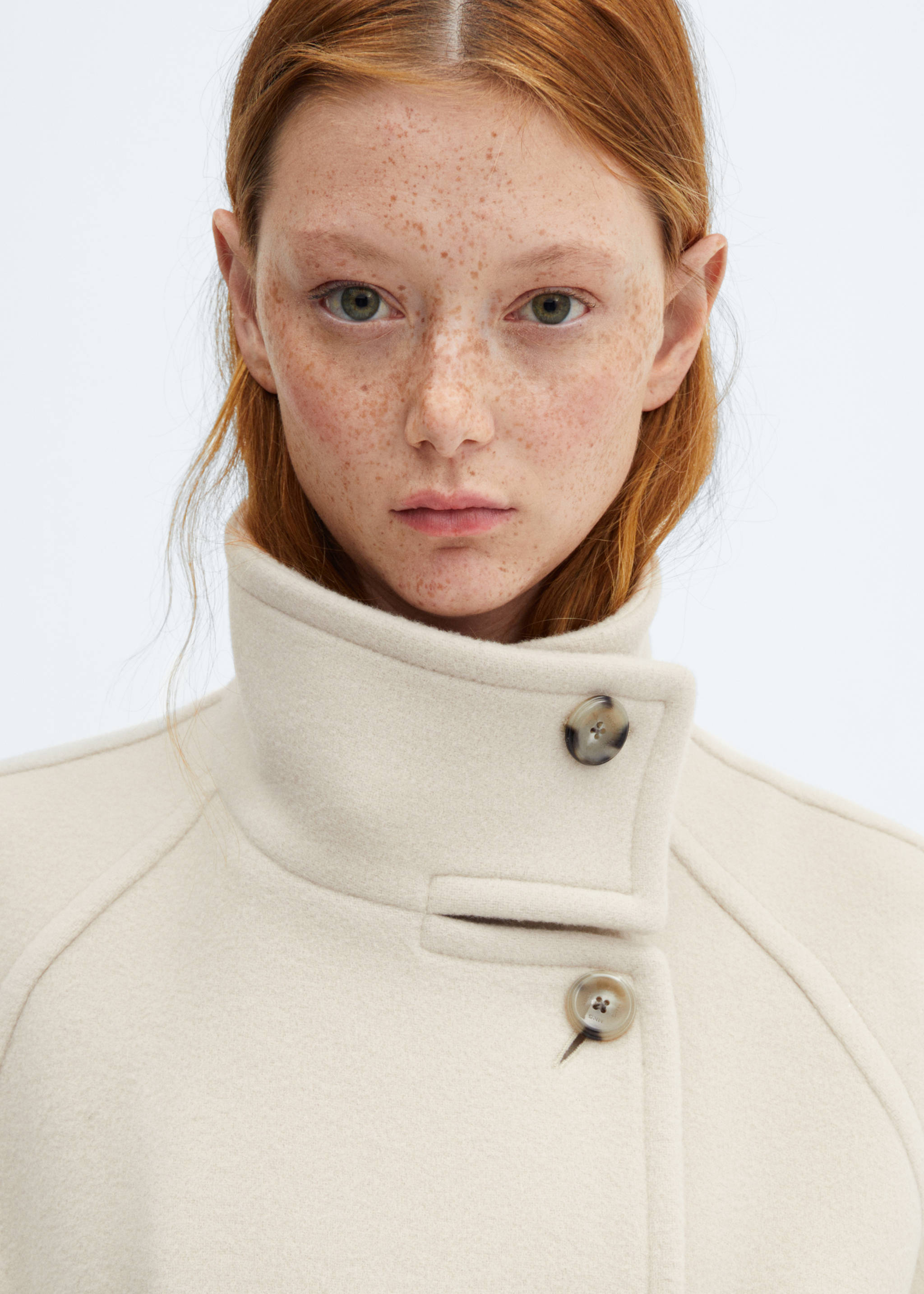 高领初剪羊毛大衣 - null