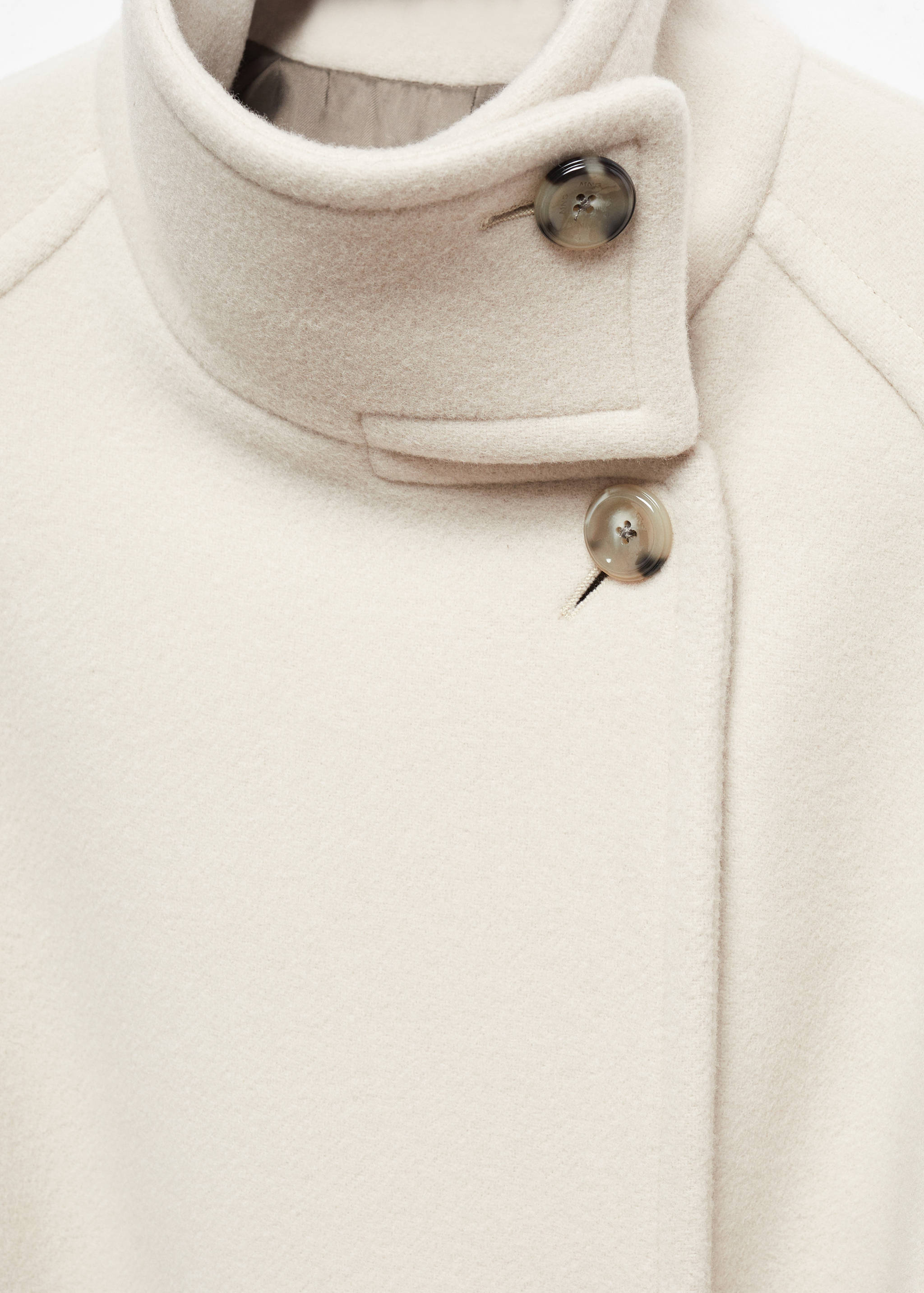 高领初剪羊毛大衣 - null