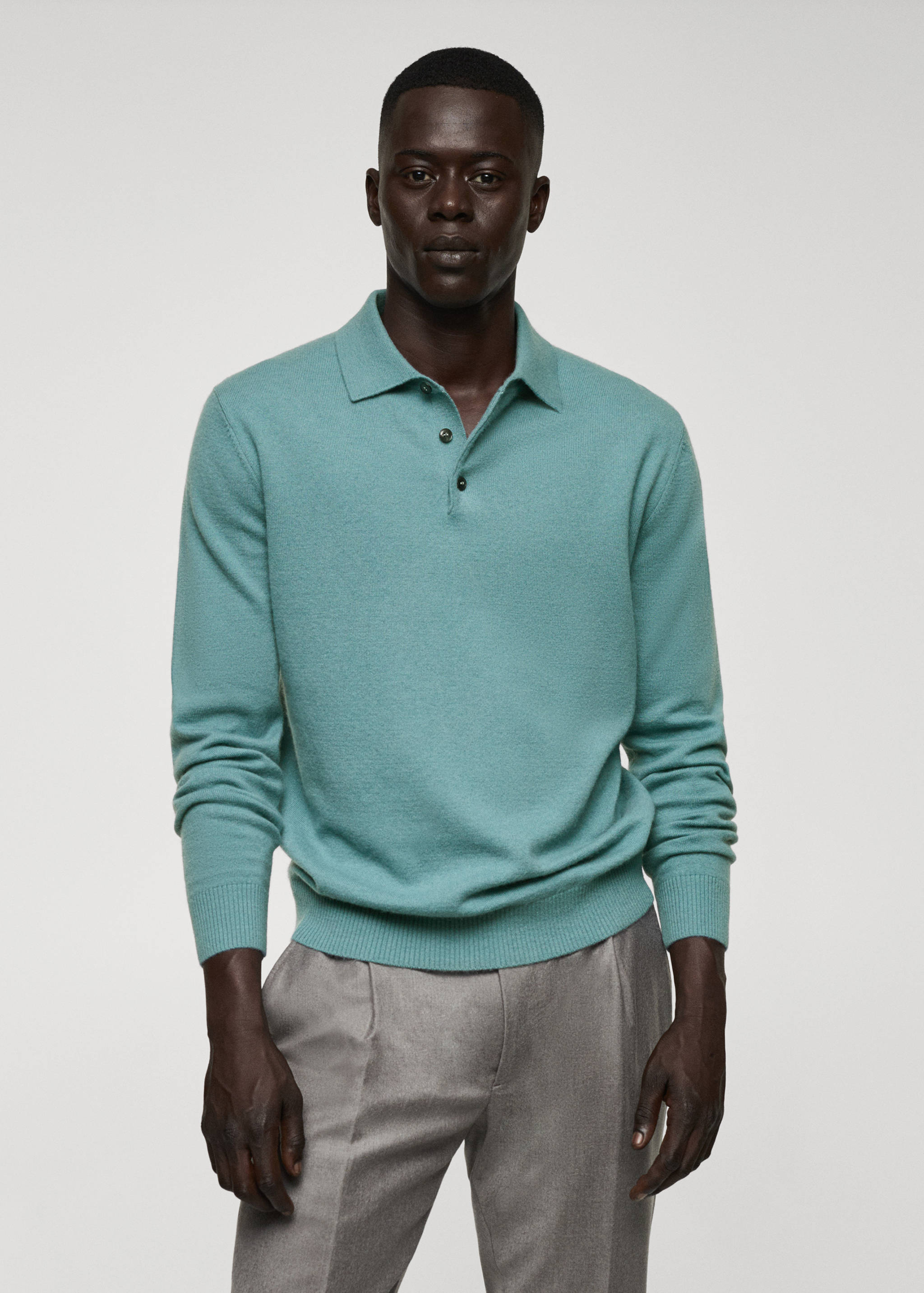 Cashmere wool knit polo shirt - Medium plane