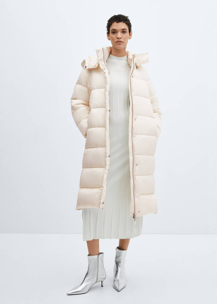 Water-repellent hood puffer coat — Off White