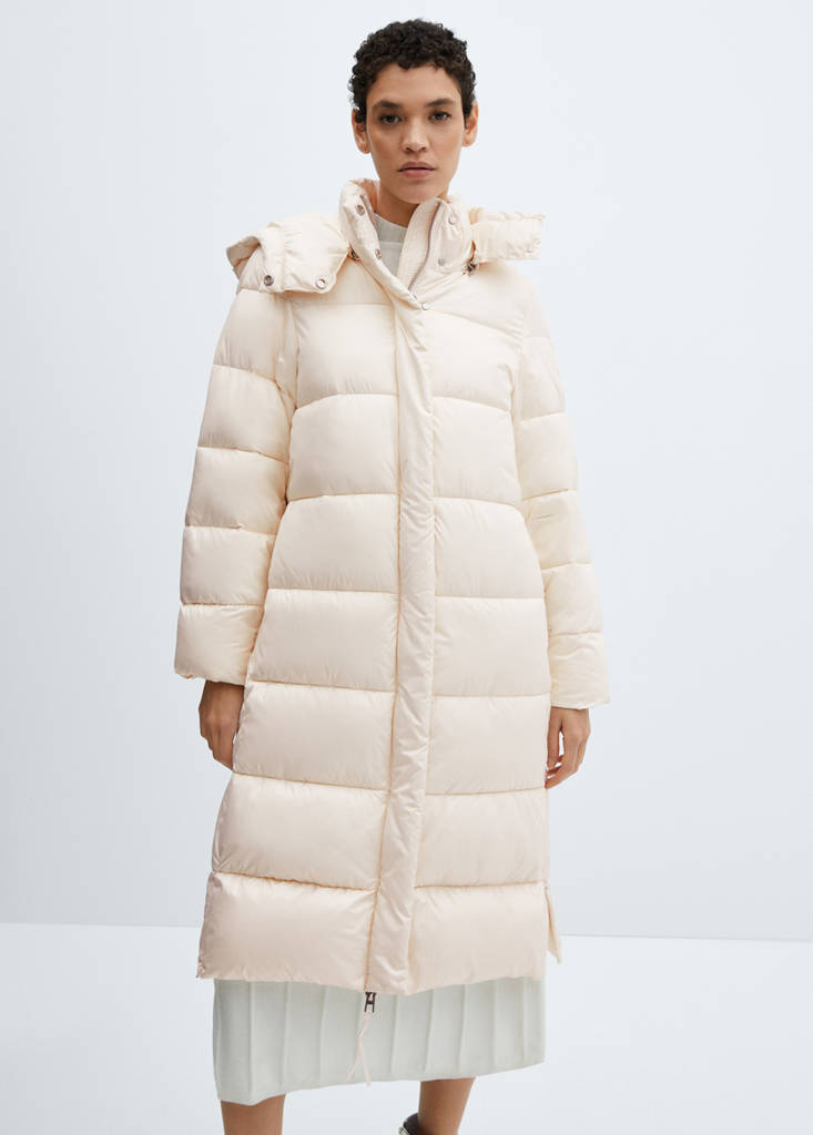 Water-repellent hood puffer coat — Off White