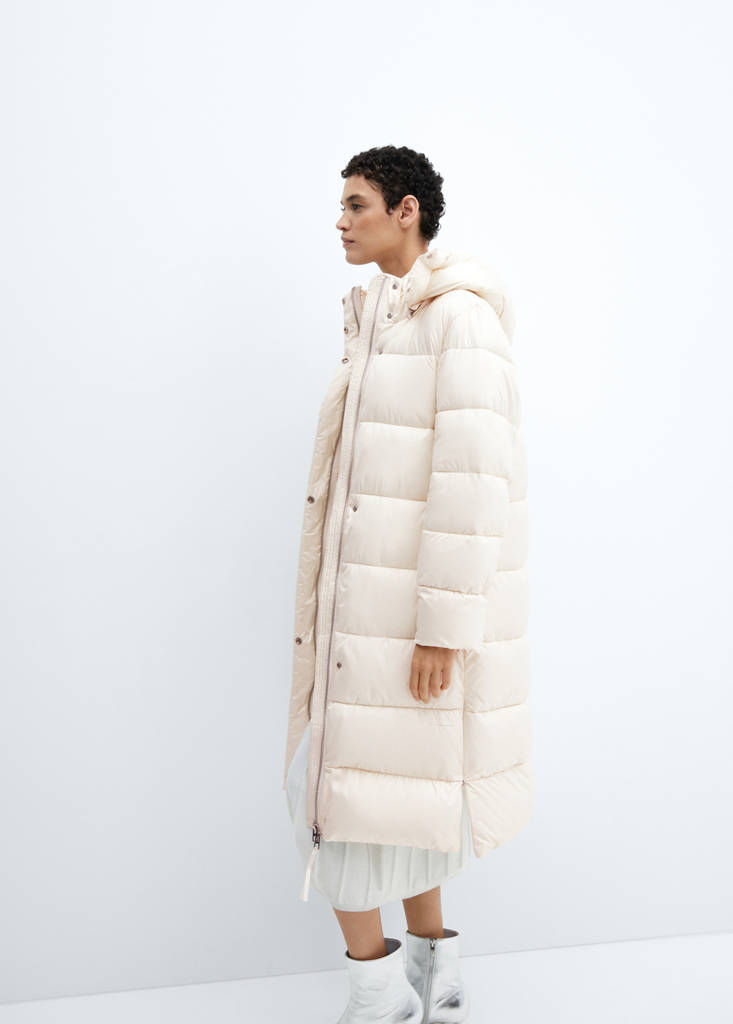 Water-repellent hood puffer coat — Off White
