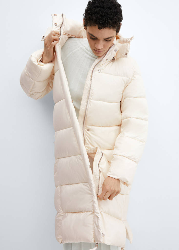 Water-repellent hood puffer coat — Off White