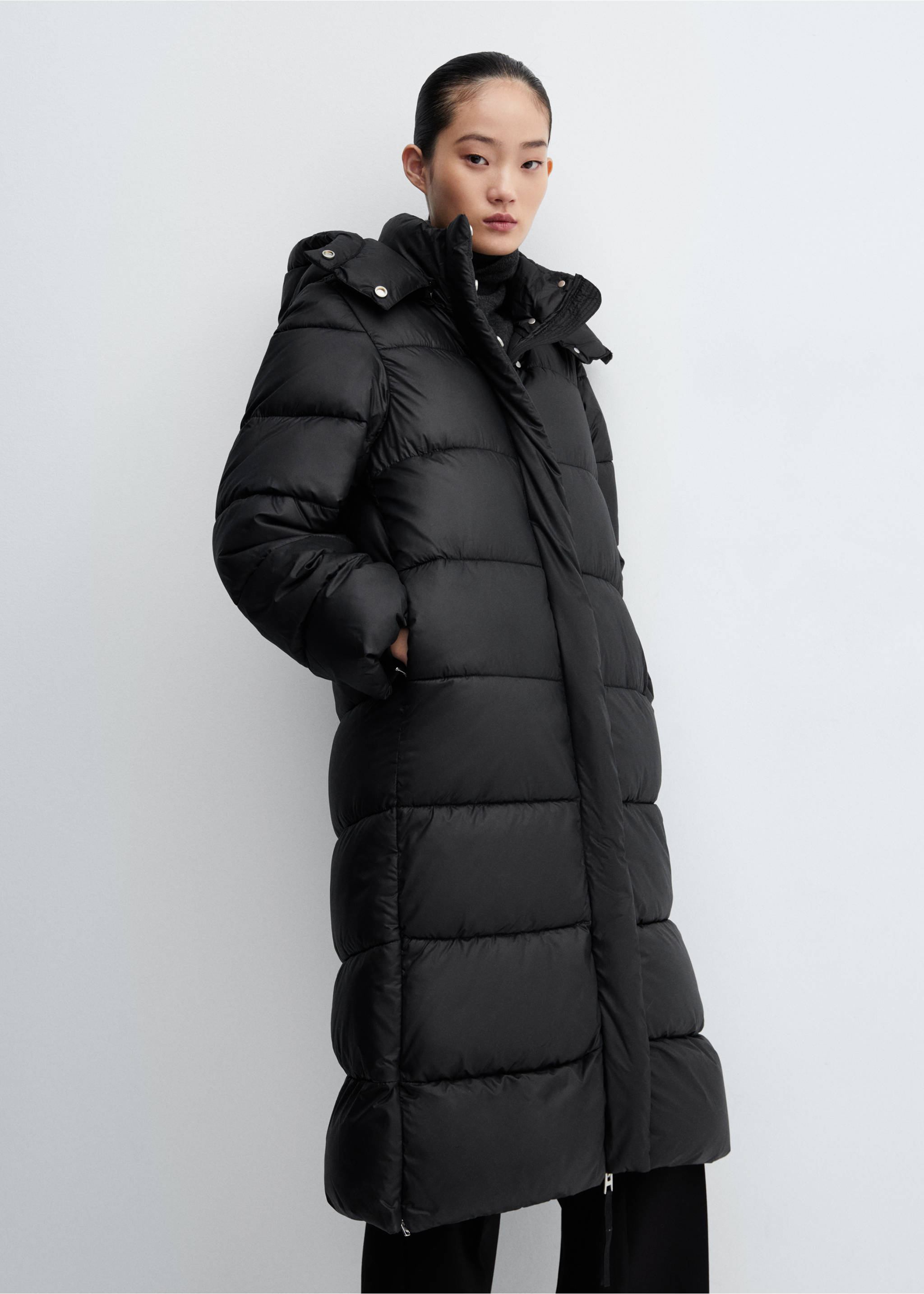 Anorak acolchado impermeable capucha - Detalle del artículo 2, Negro. Ref: 57069079-00.