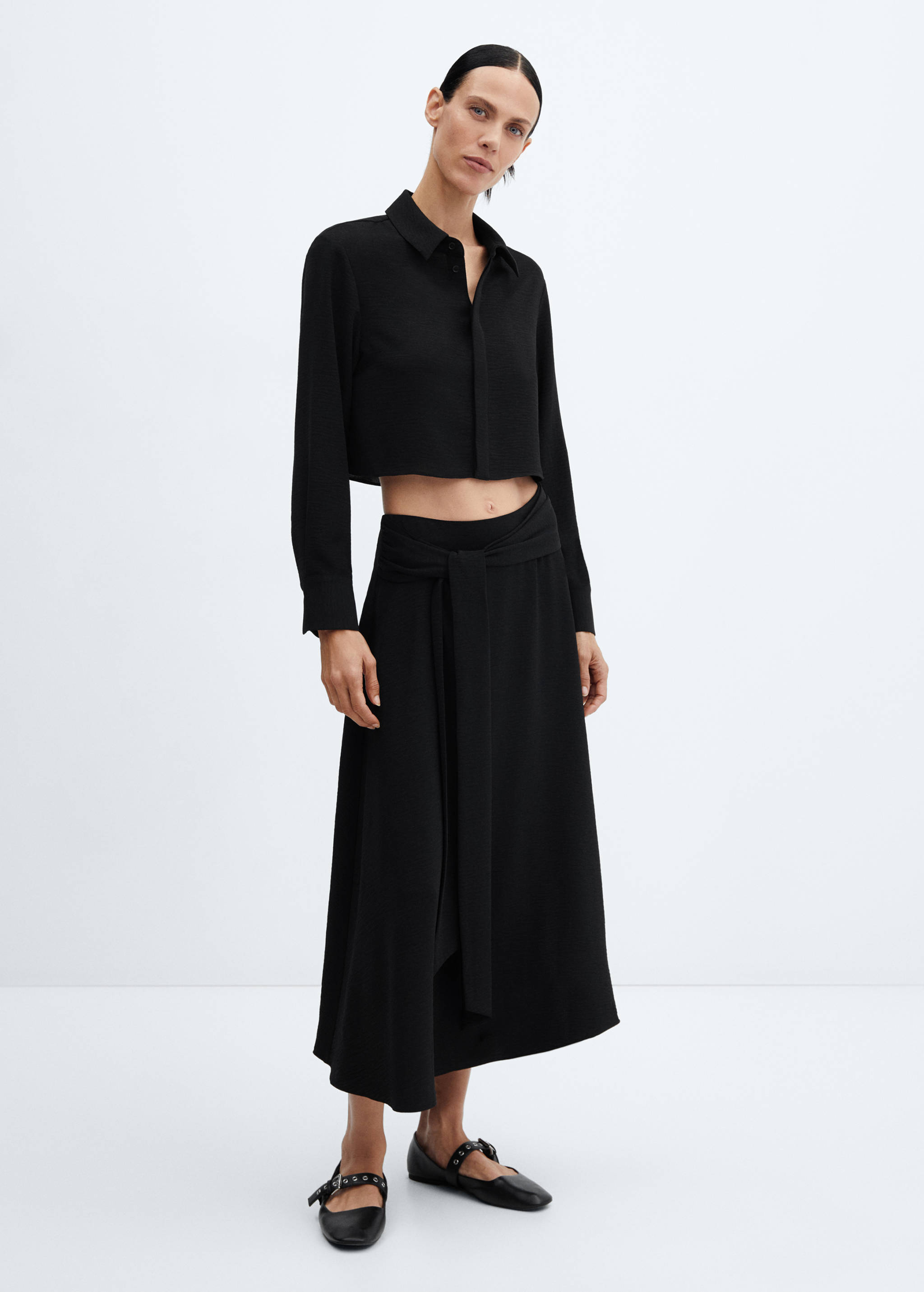 飘逸短款衬衫 - null