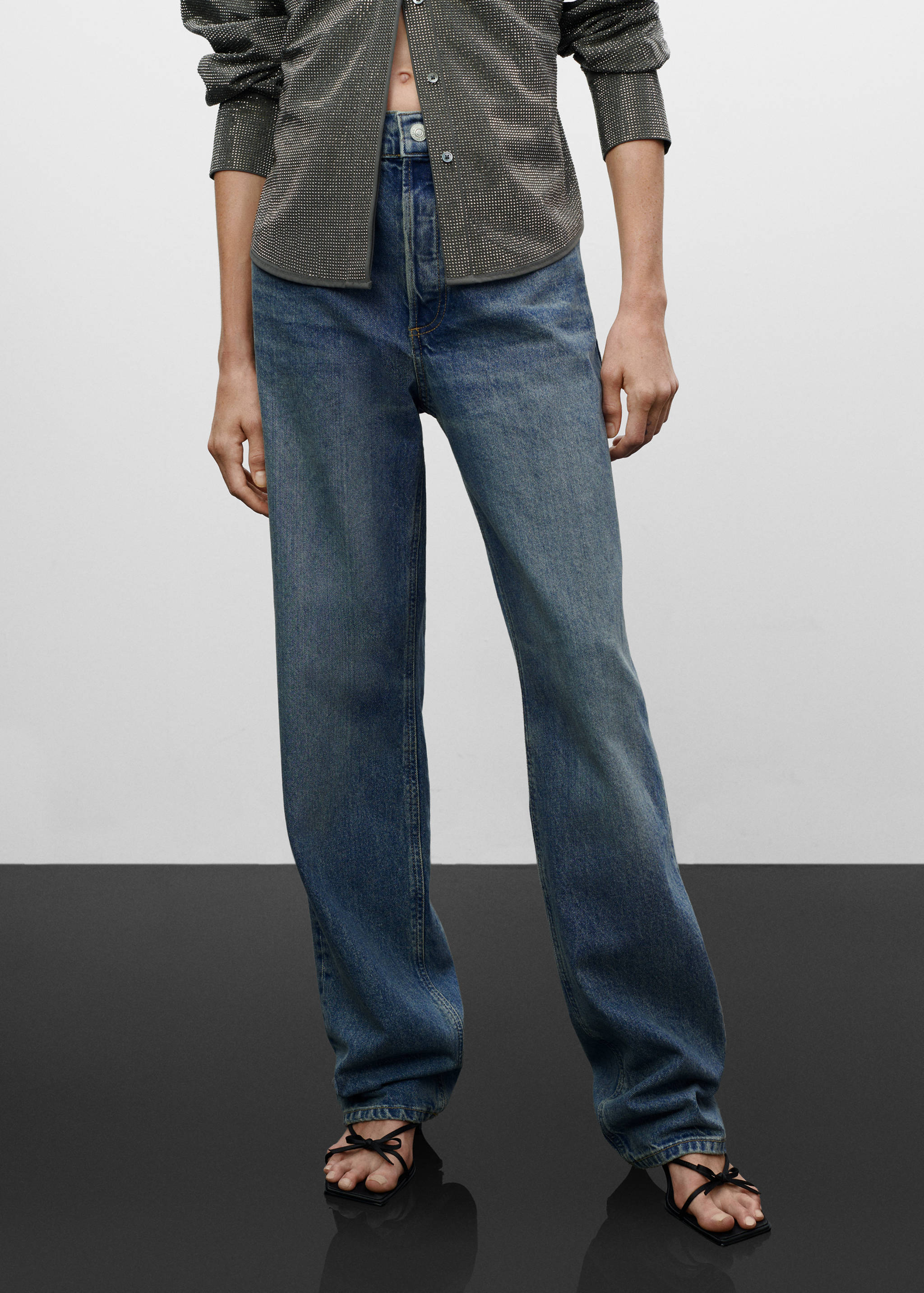 Jeans rectos tiro medio - Plano medio