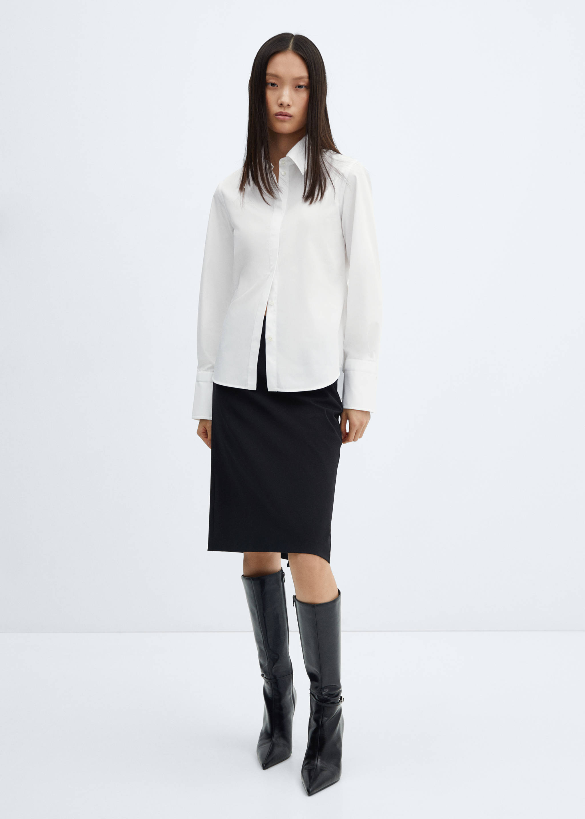 Cotton shirt with jewel buttons - General plane