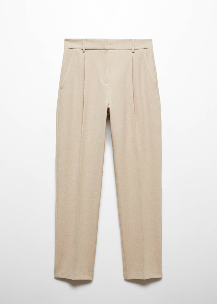 Straight-fit pleated trousers — Beige