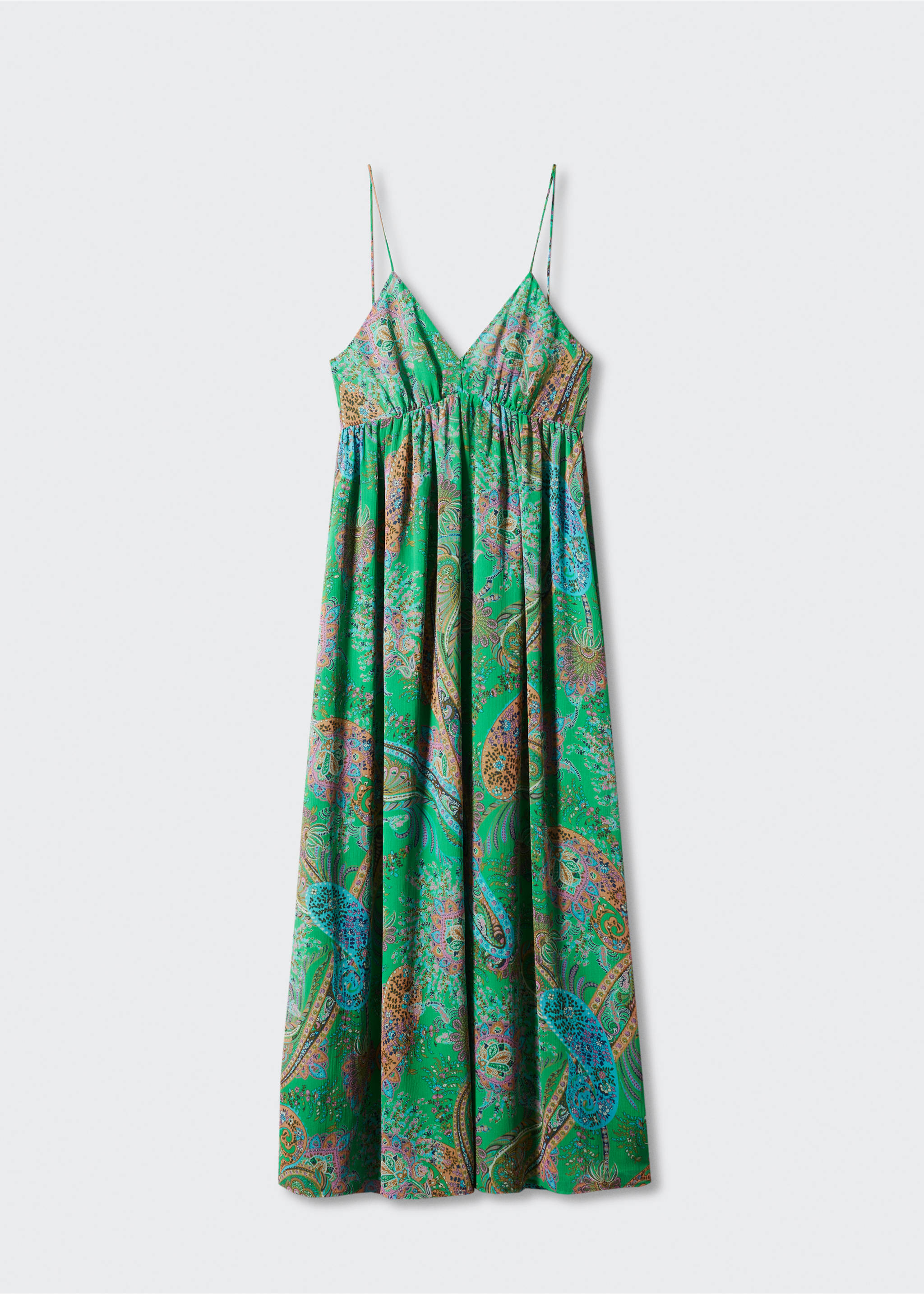 Open back printed dress - Article without model, Green. Ref: 57071114-00.