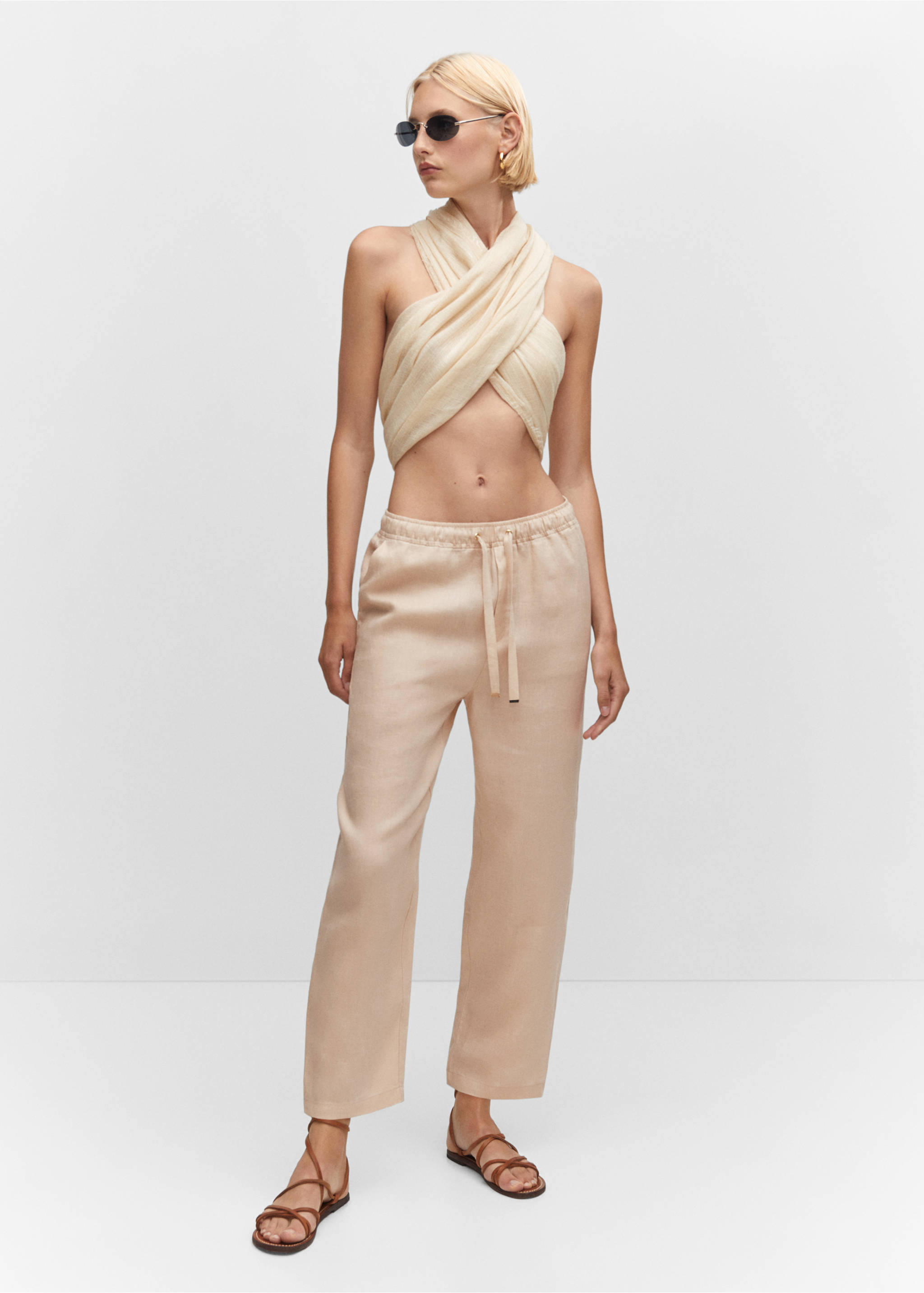 100% linen trousers - General plane, Light/Pastel Grey. Ref: 57071177-00.
