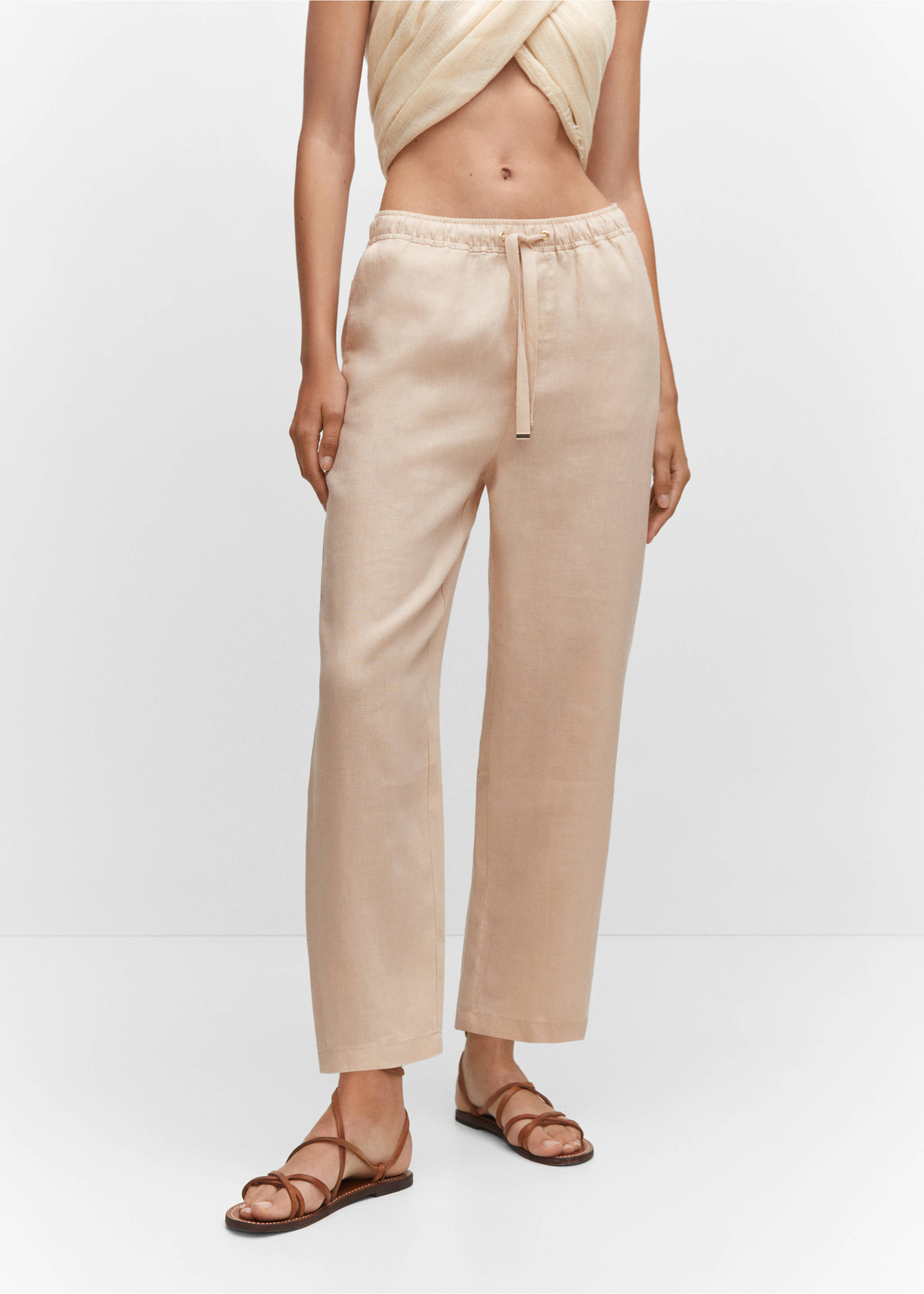 100% linen trousers - Medium plane, Light/Pastel Grey. Ref: 57071177-00.