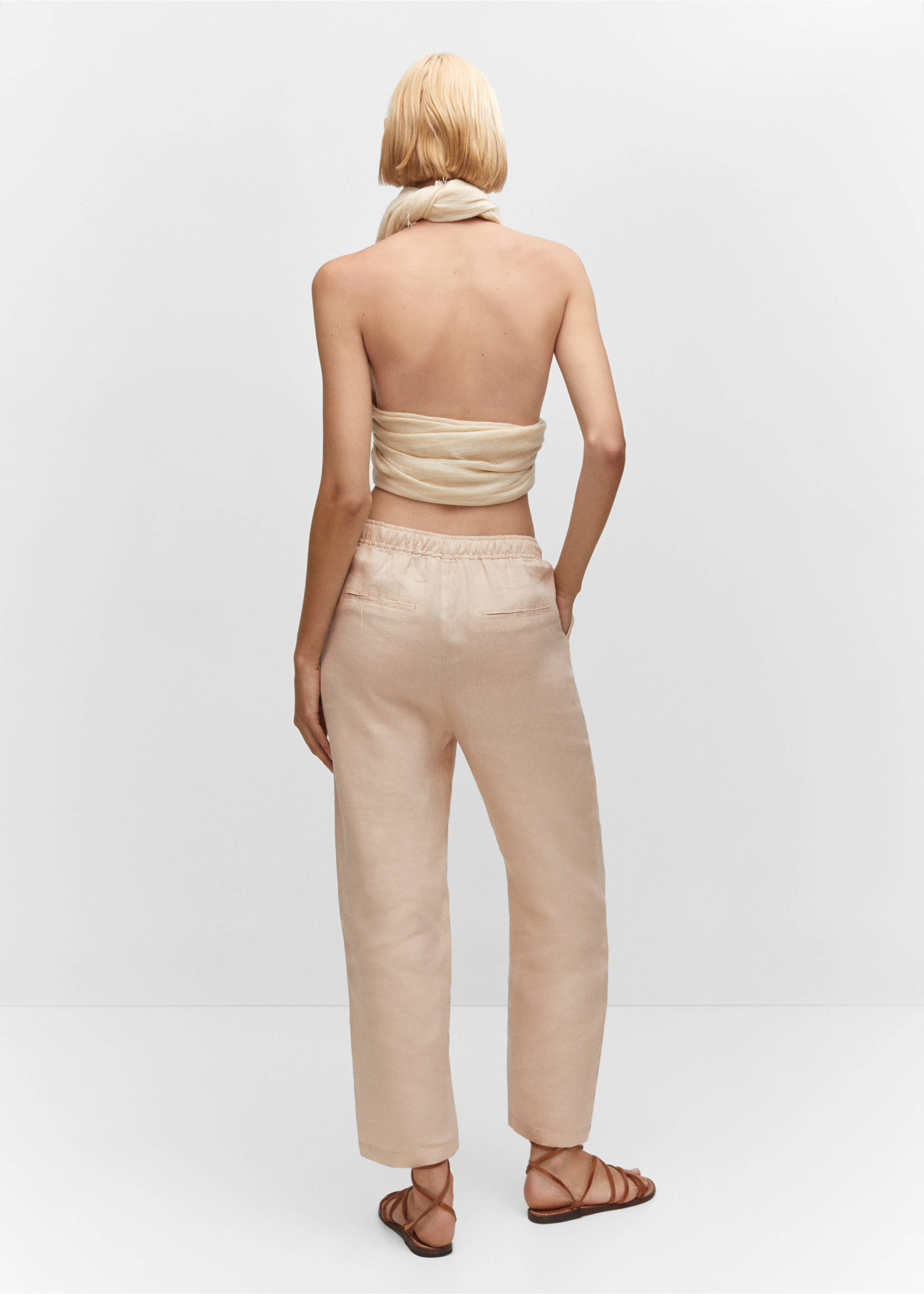 100% linen trousers - Reverse of the article, Light/Pastel Grey. Ref: 57071177-00.