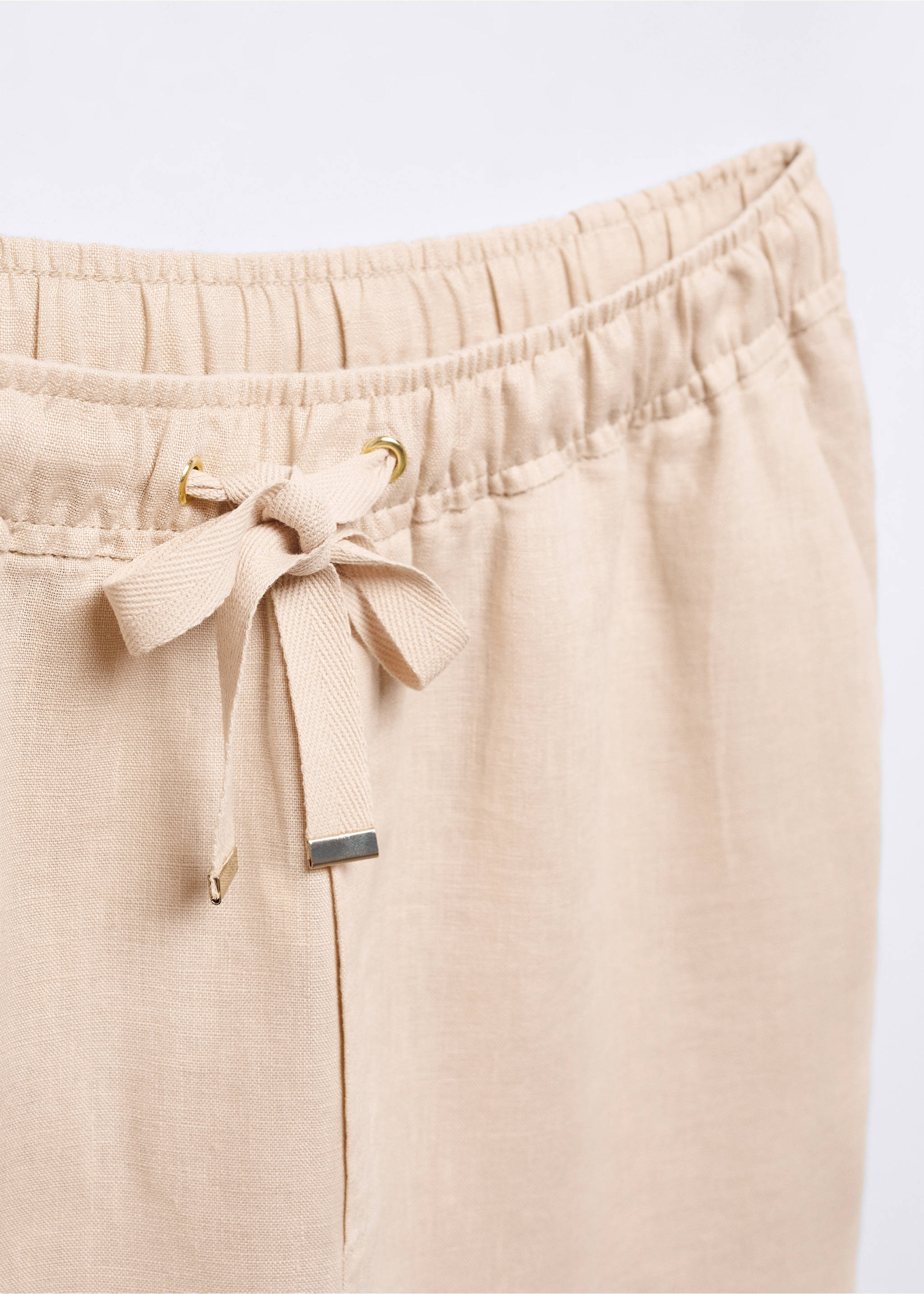 100% linen trousers - Details of the article 8, Light/Pastel Grey. Ref: 57071177-00.