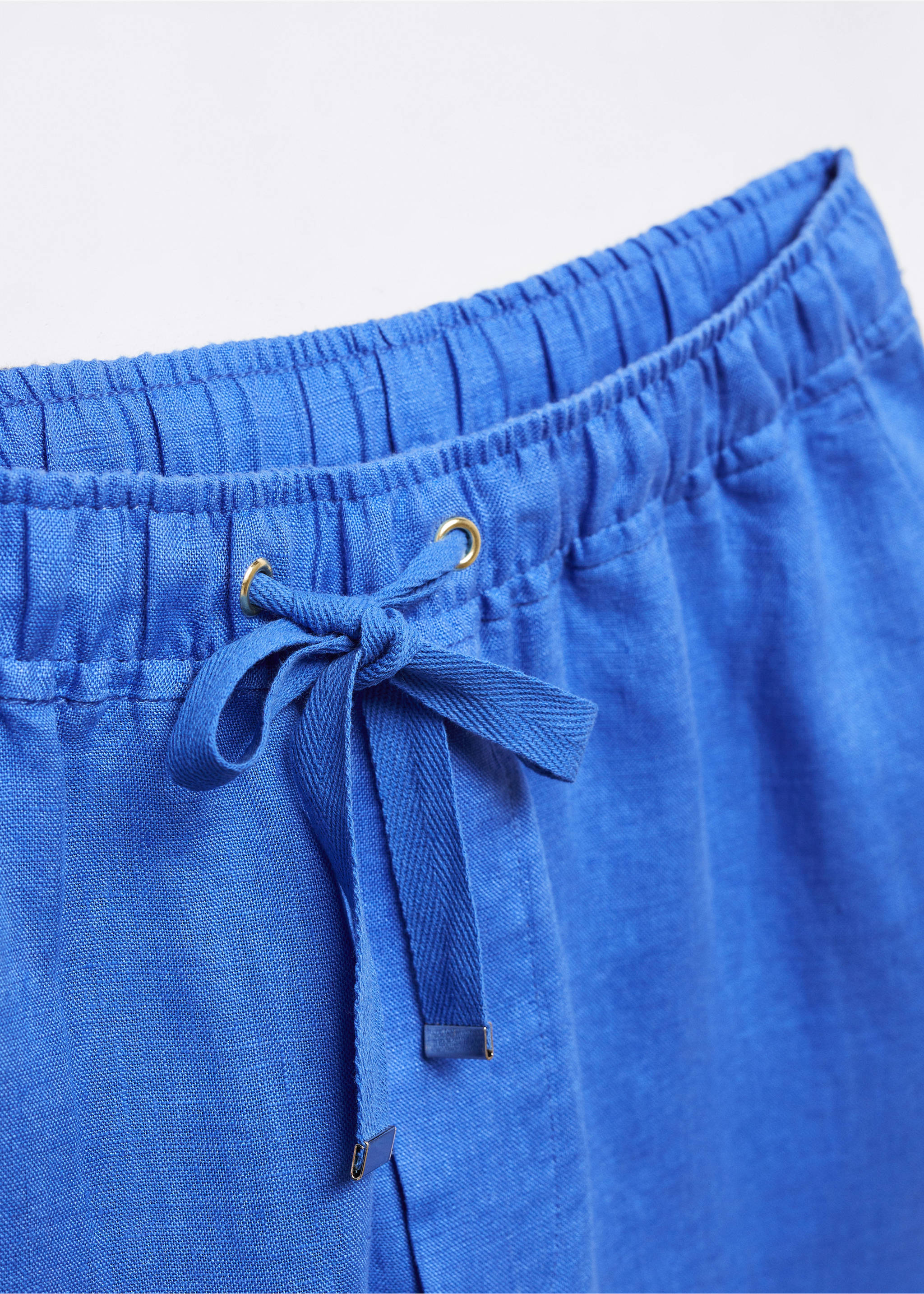 100% linen trousers - Details of the article 8, Blue. Ref: 57071177-00.